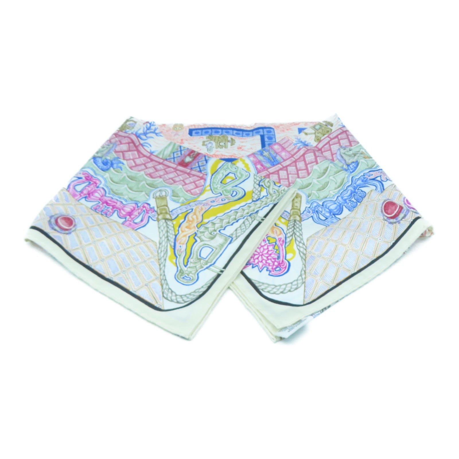 HERMES 【激減優惠】絲質Scarf 90x90cm絲巾米色/粉紅色
