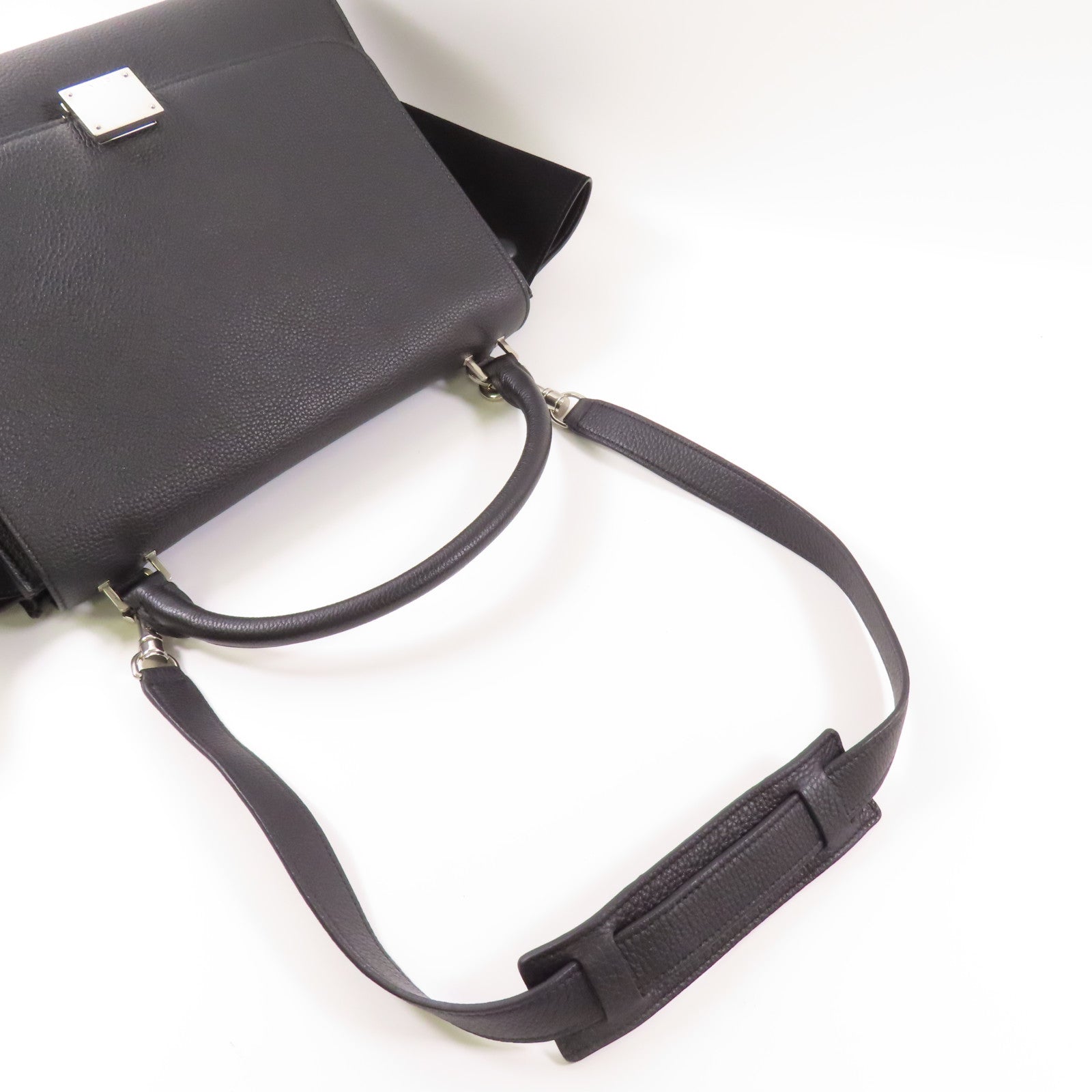 CELINE 牛皮皮革Trapeze銀扣手挽肩背兩用袋