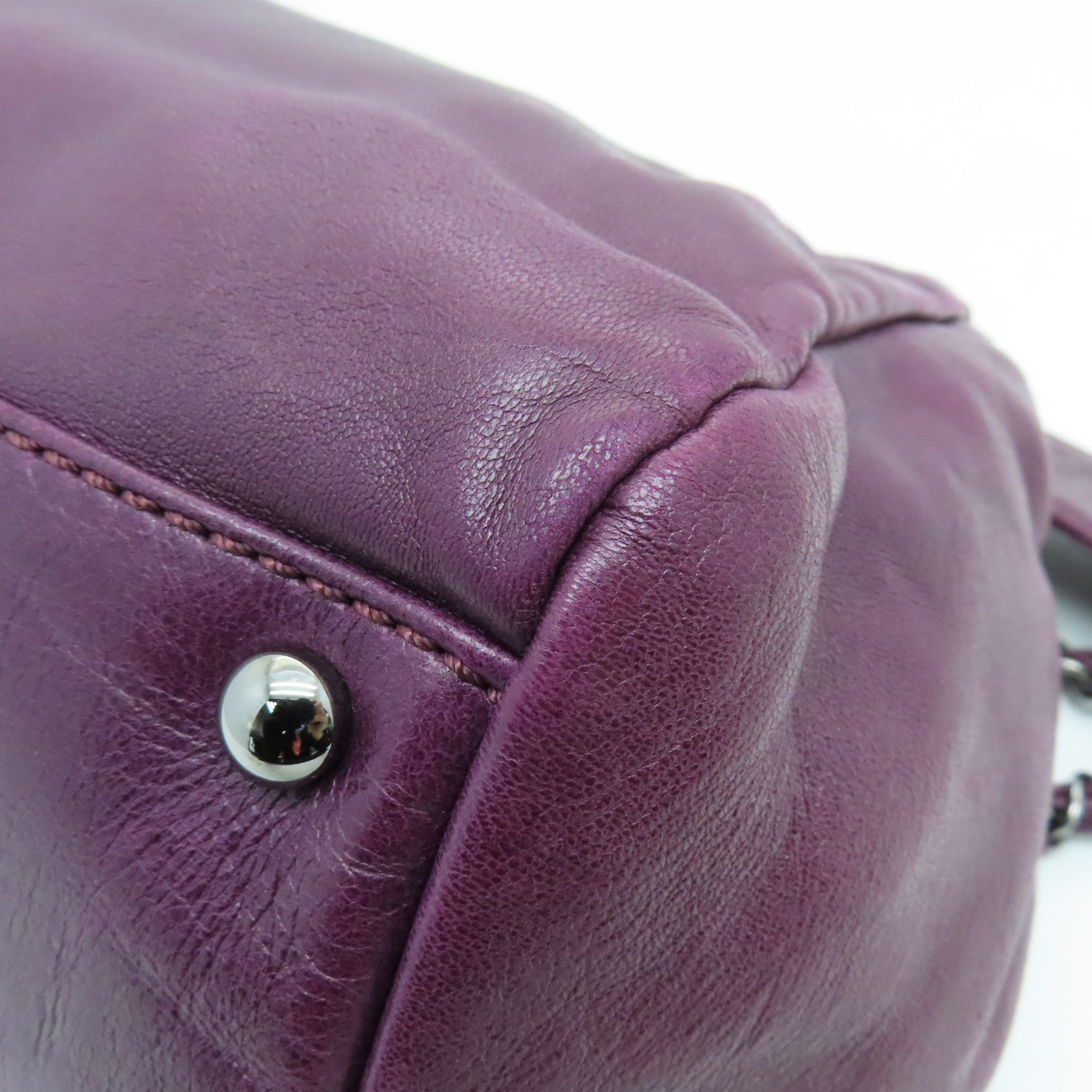 CHANEL sheepskin leather Shoulder Bag silver buckle chain shoulder bag purple