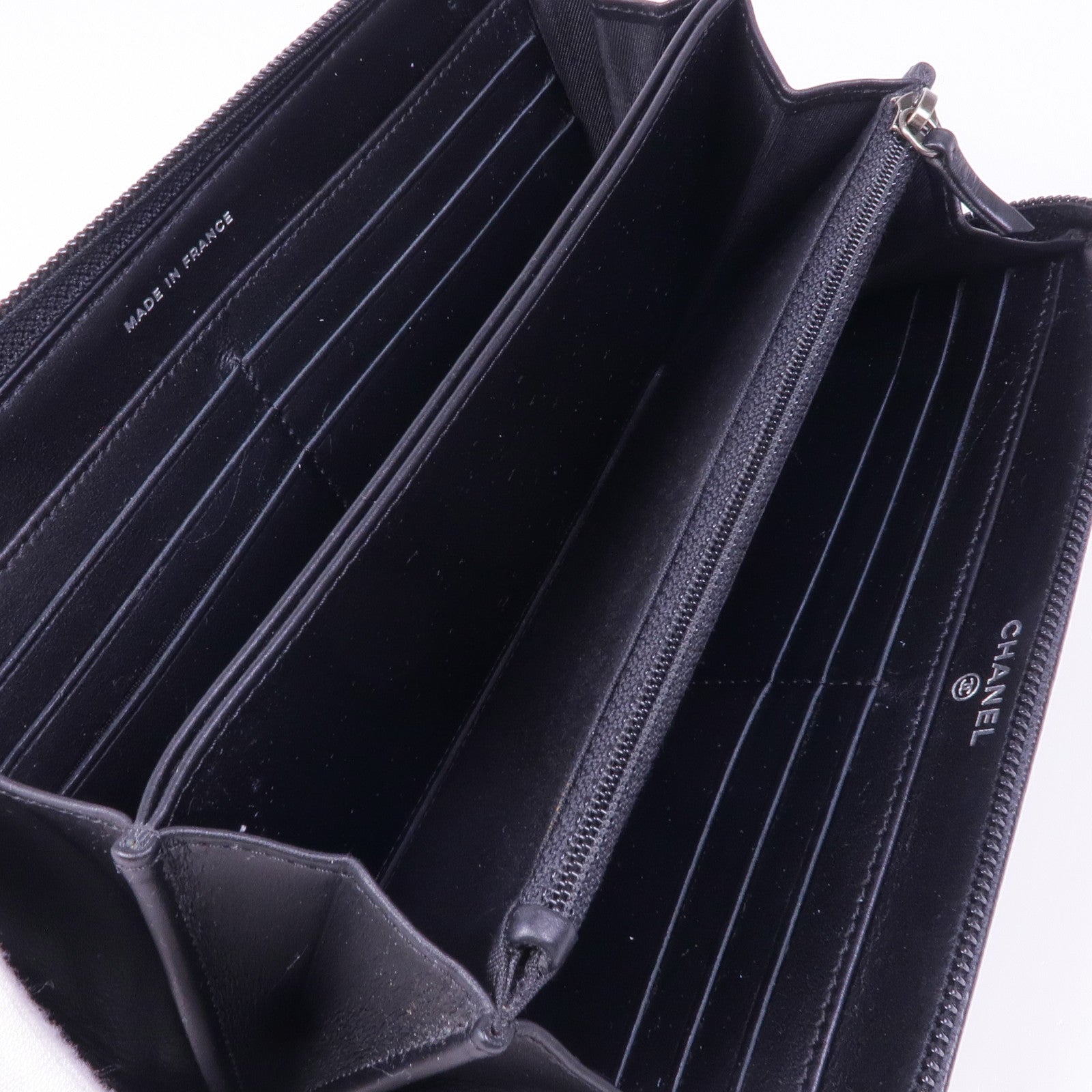 CHANEL 牛皮皮革Boy Long Wallet銀扣長錢包