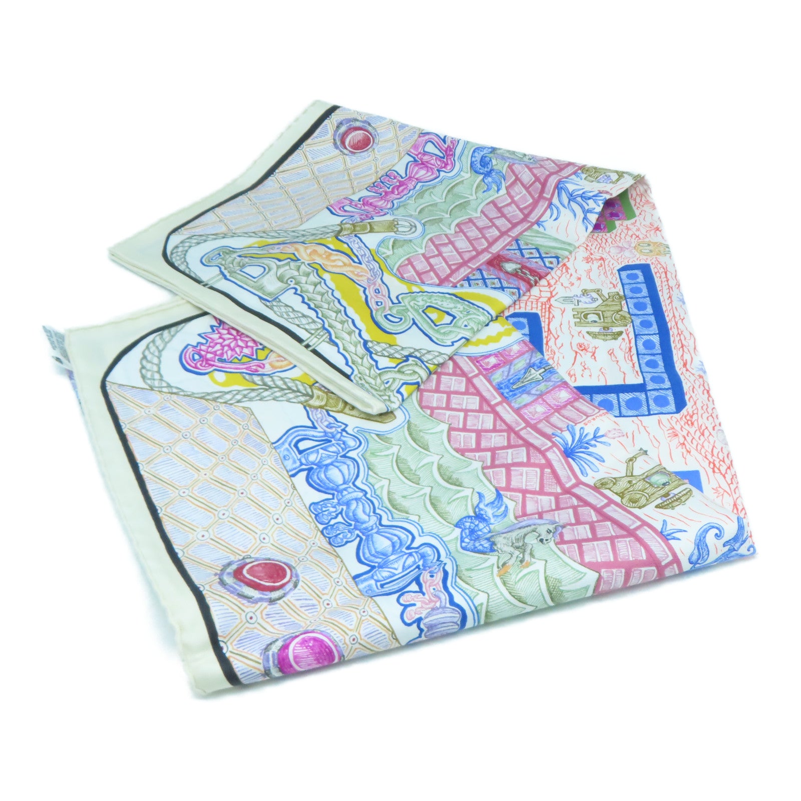 HERMES 【激減優惠】絲質Scarf 90x90cm絲巾米色/粉紅色