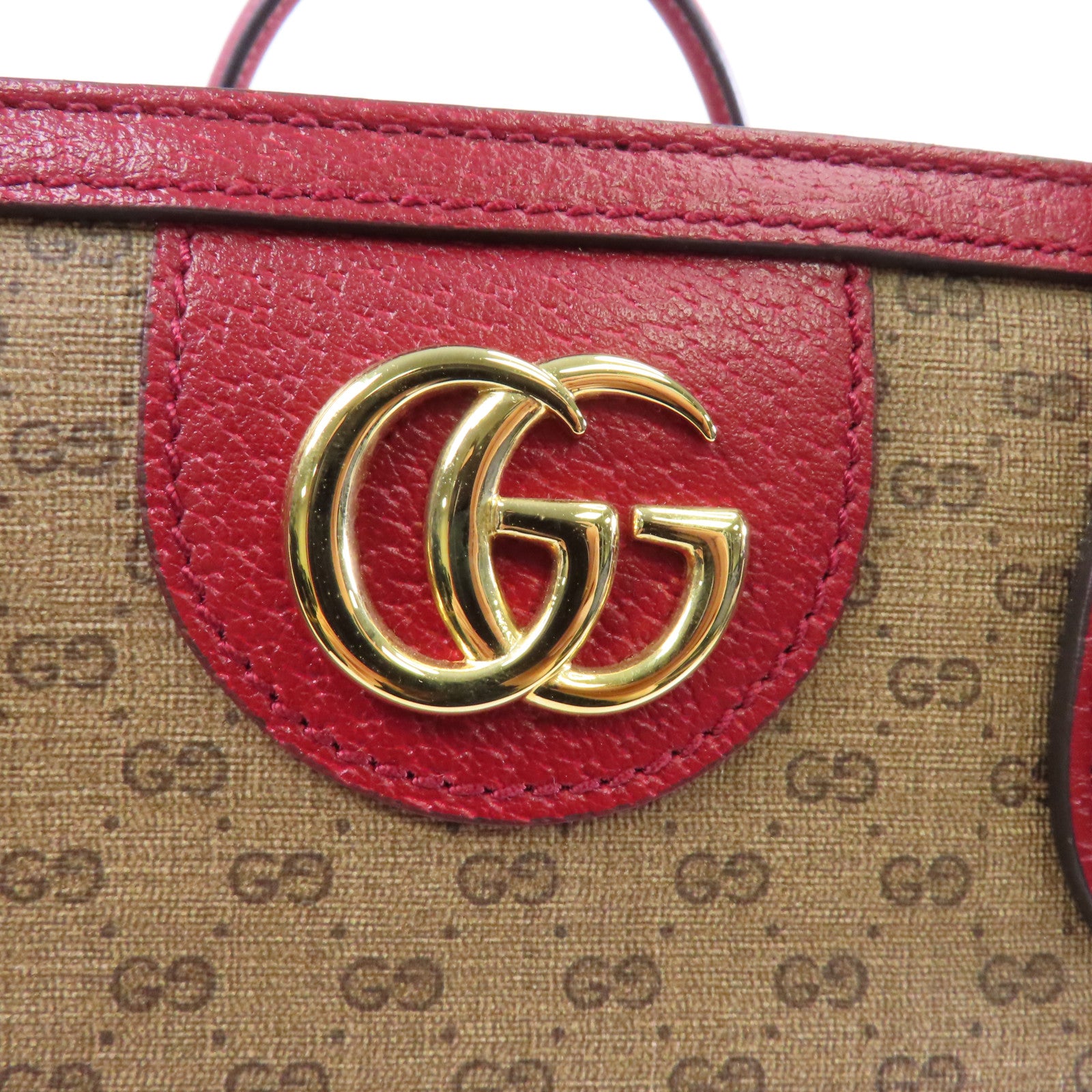 GUCCI 【激減優惠】塗層帆布Gucci X Doramon Tote Bag金扣手挽肩背兩用袋米色/紅色