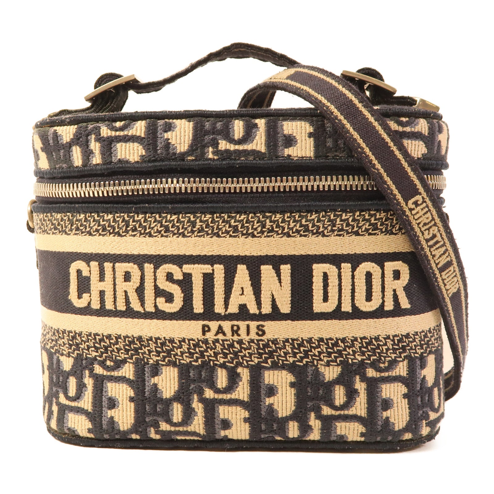 Dior 帆布Dior Travel Vanity Case銀扣手挽肩背兩用袋