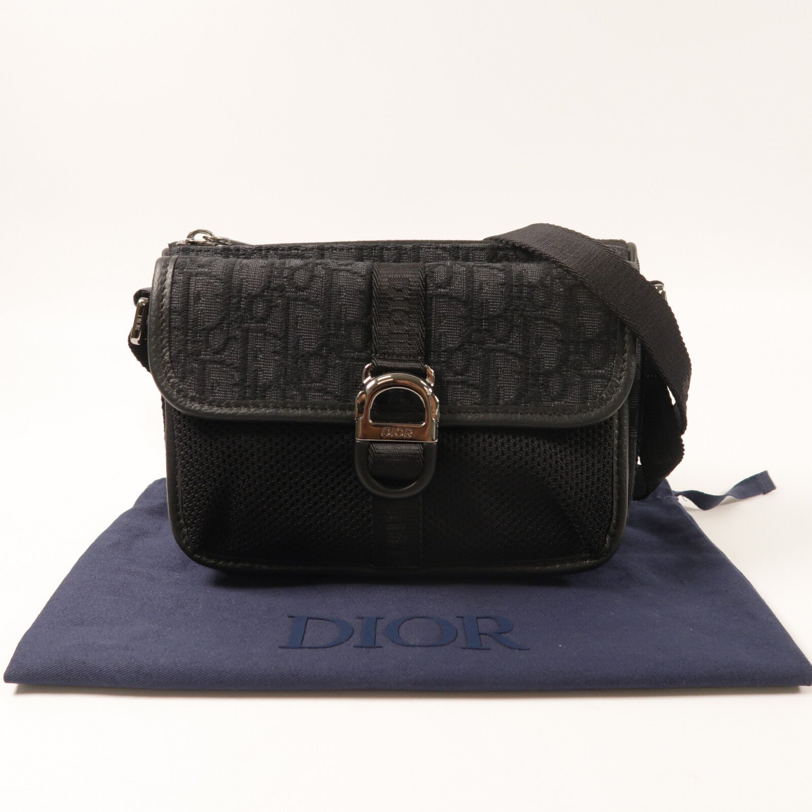 Dior 帆布Mini Dior 8銀扣肩背袋