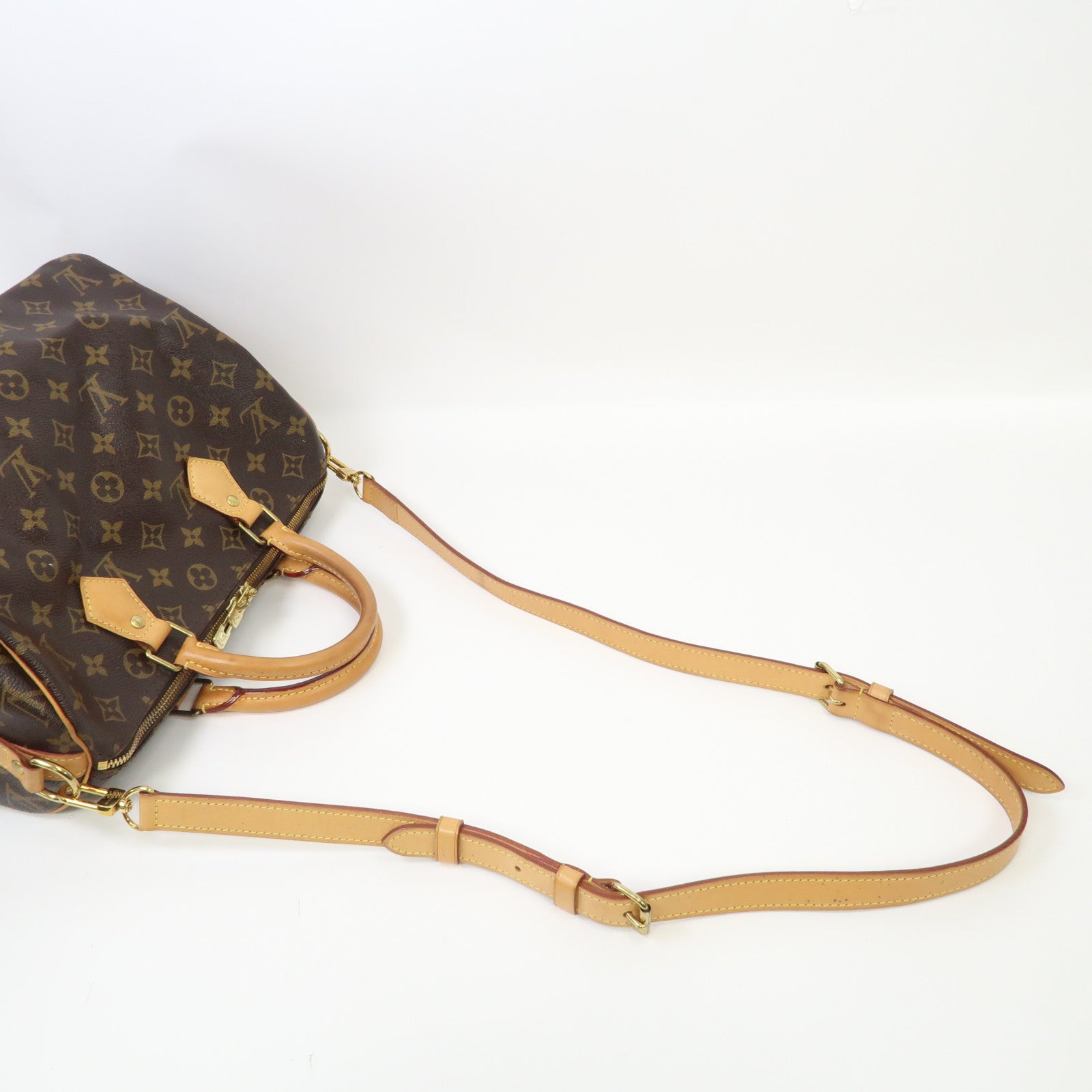 LOUIS VUITTON Monogram Speedy Bandouliere 30金扣手挽肩背兩用袋啡色