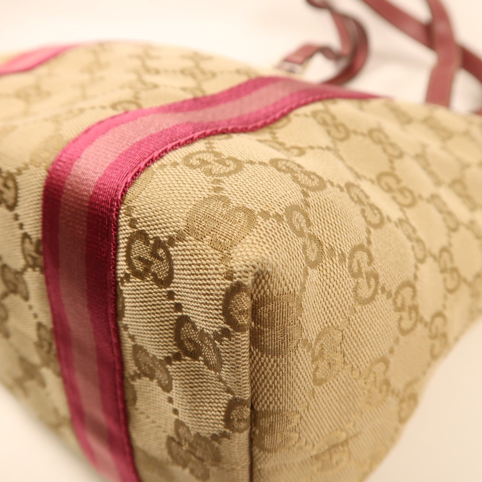 GUCCI 帆布Shoulder Tote金扣手挽袋啡色