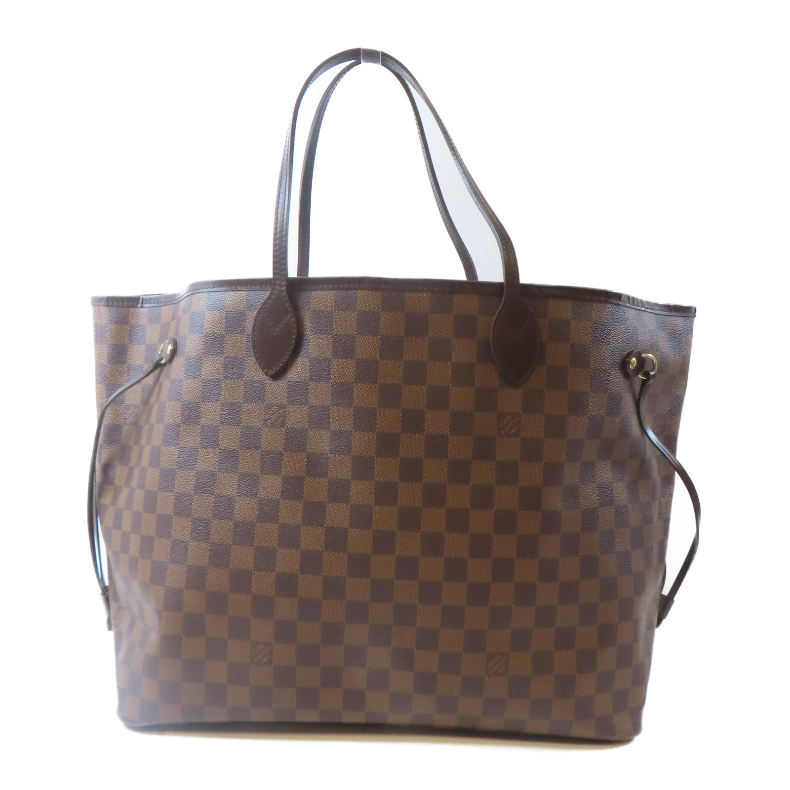 LOUIS VUITTON Damier Neverfull GM金扣手挽袋啡色