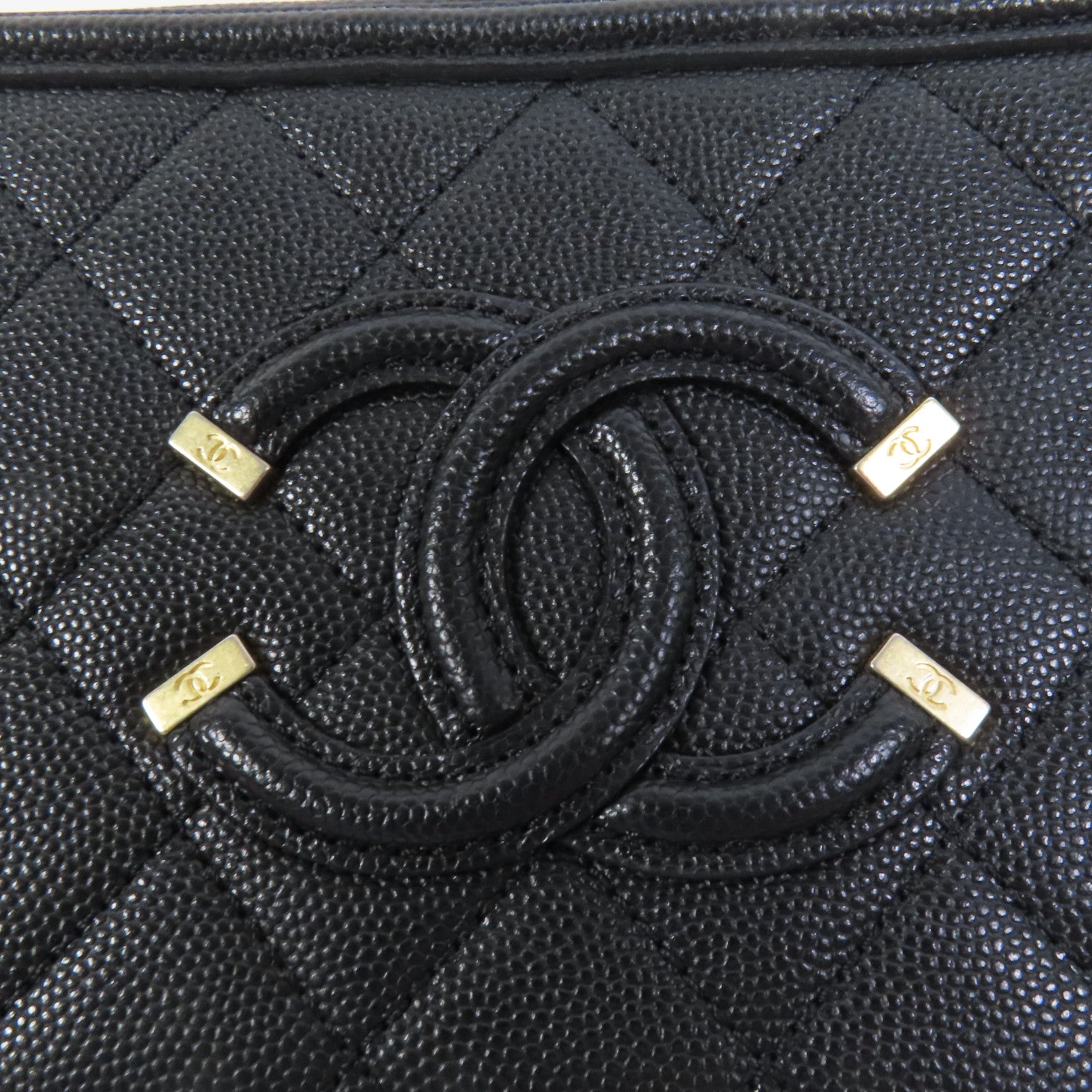 CHANEL 牛皮皮革Filigree Vanity Case手挽肩背兩用袋