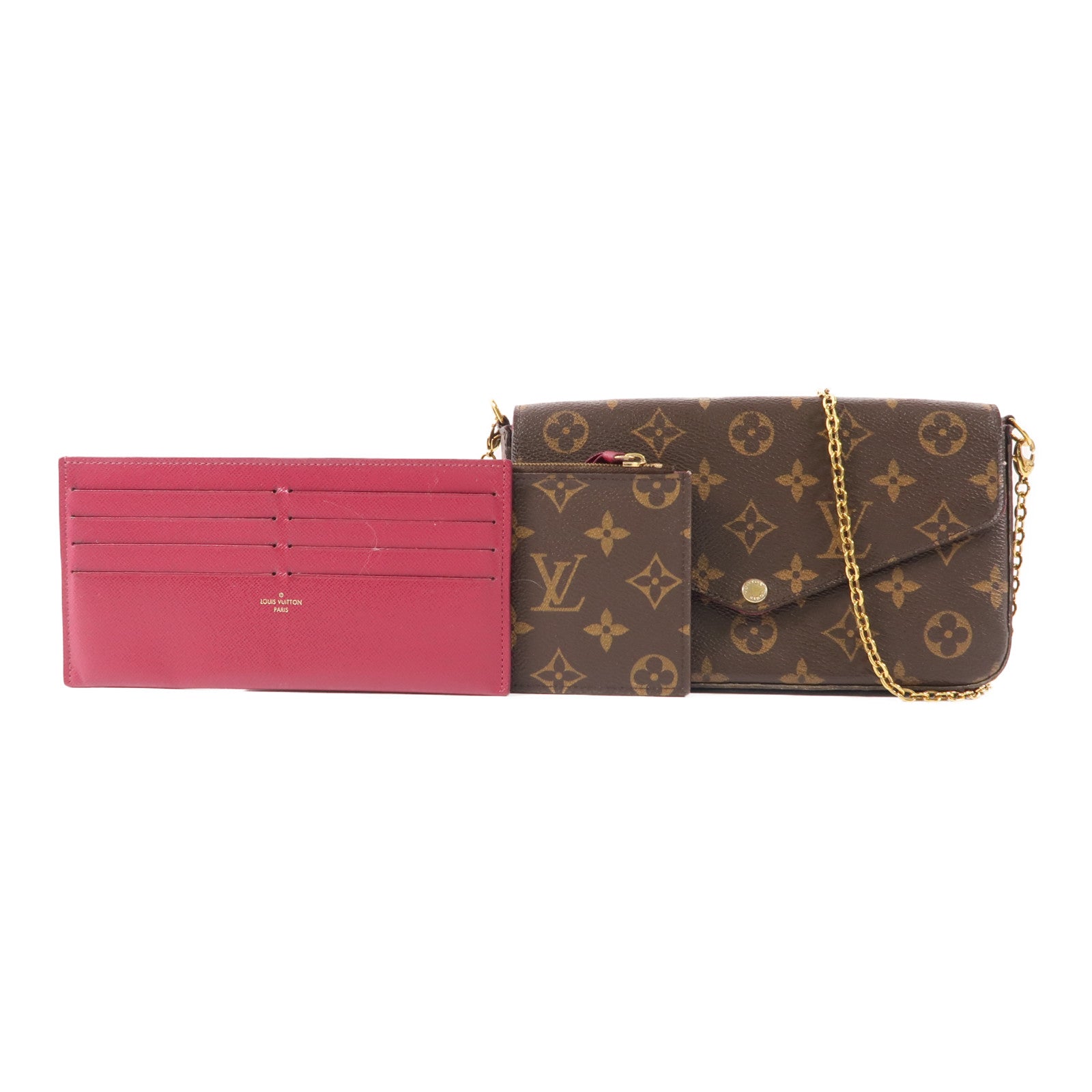 LOUIS VUITTON LV GHW Pochette Felicie Chain Shoulder Bag M61276 Monogram Brown