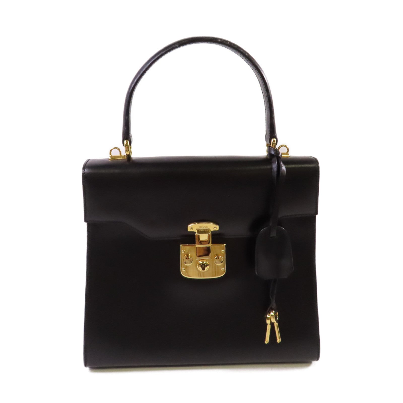 GUCCI 牛皮皮革Vintage Lady Lock Hand Bag金扣手挽袋黑色