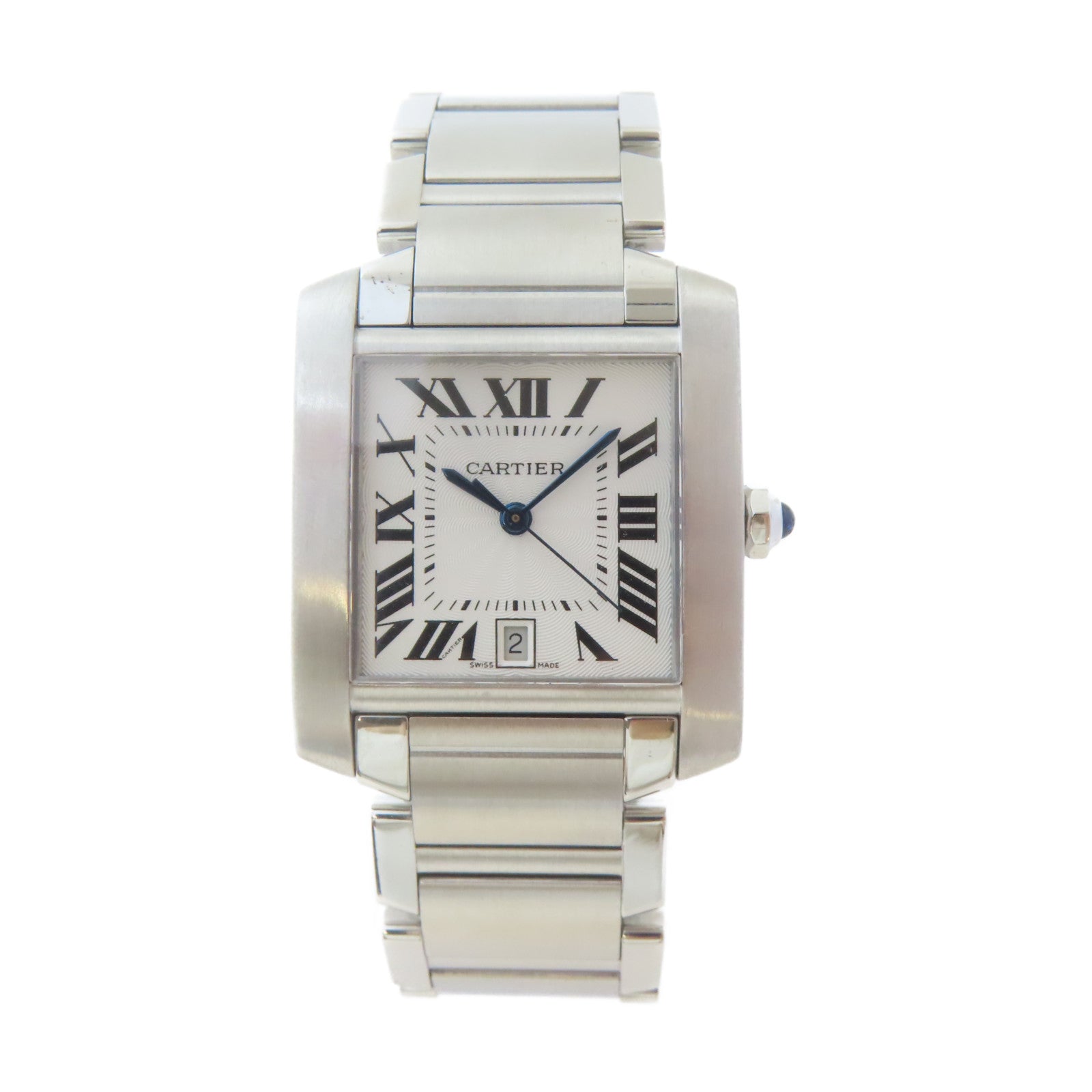 CARTIER Tank Francaise不鏽鋼手錶自動機芯白色#16.75cm
