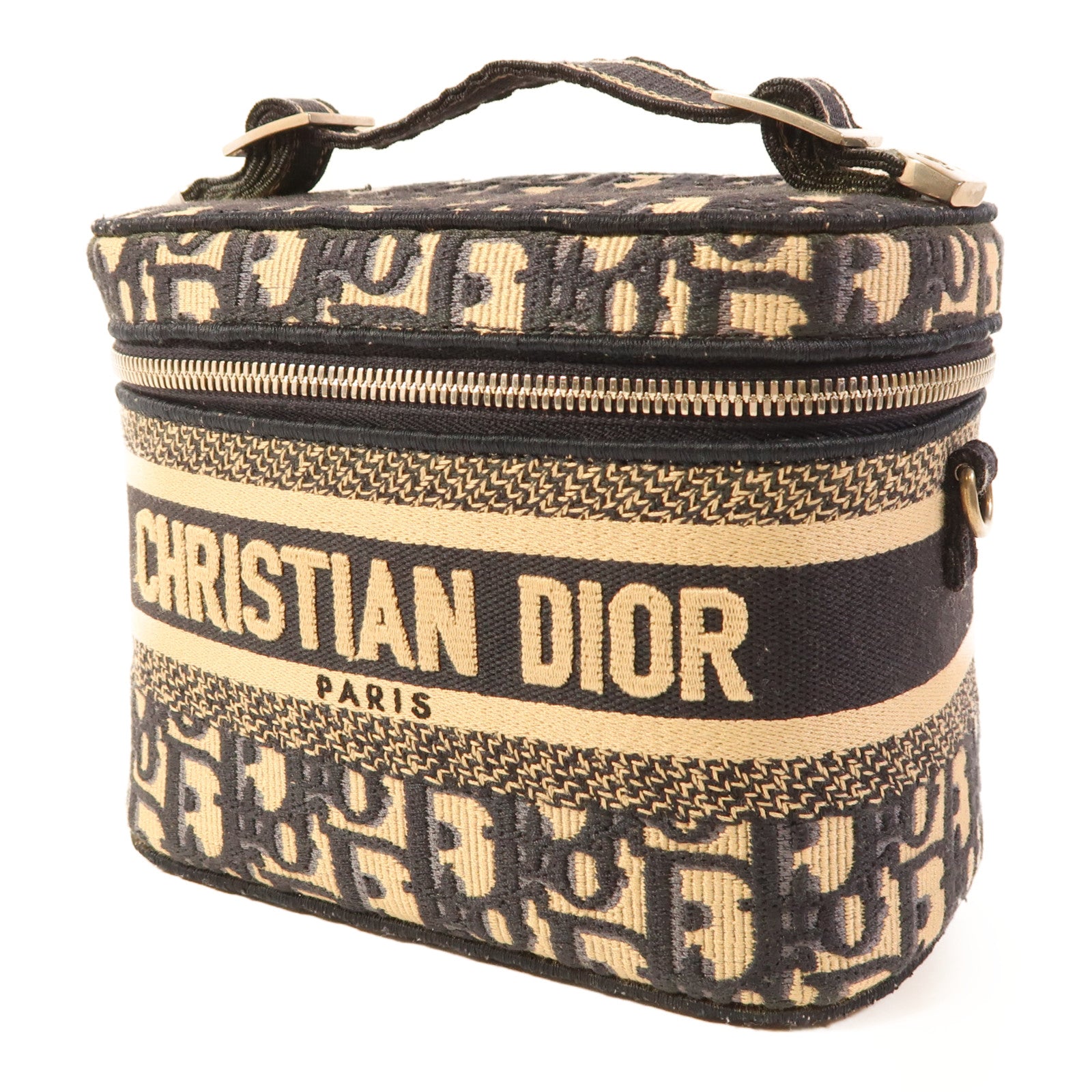 Dior 帆布Dior Travel Vanity Case銀扣手挽肩背兩用袋