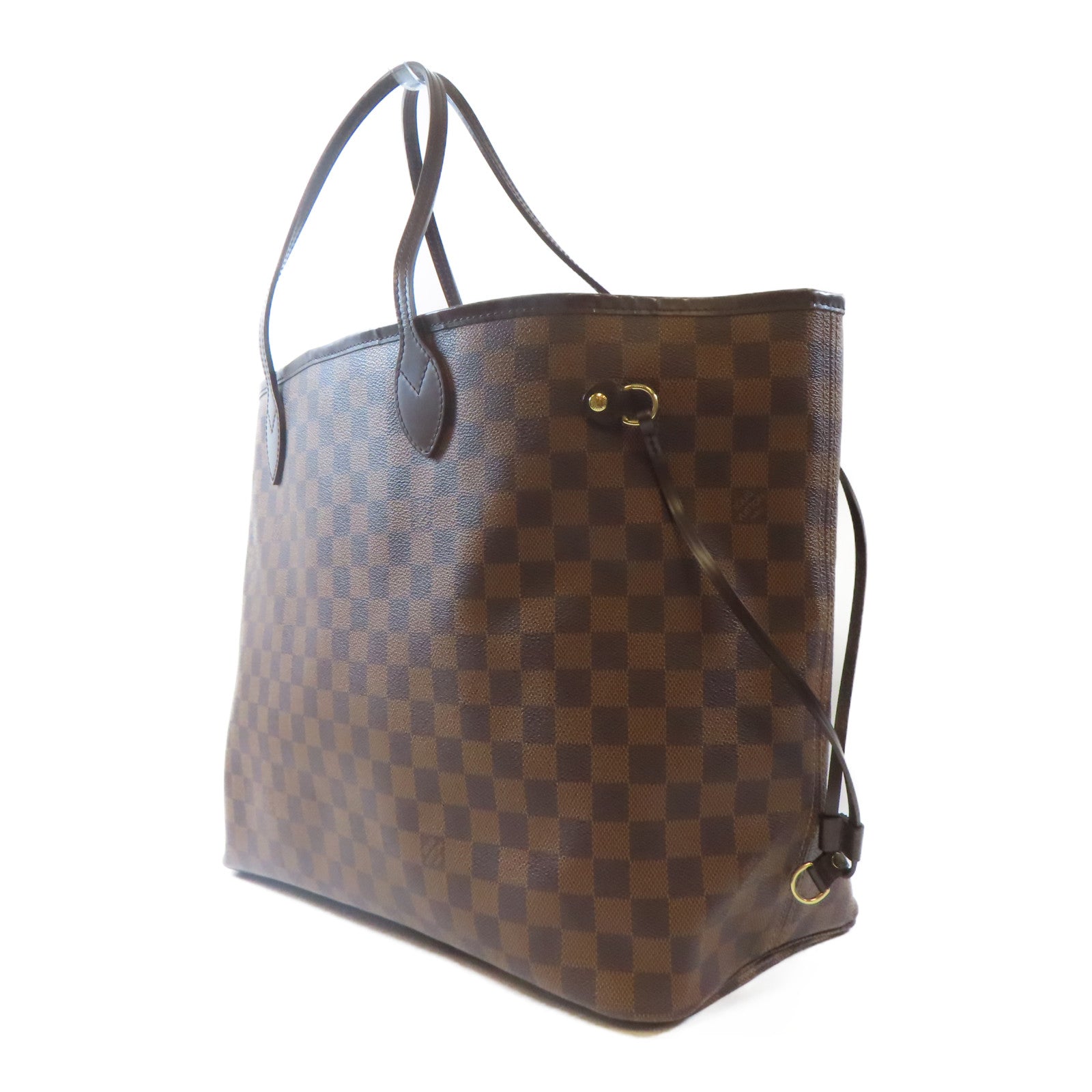 LOUIS VUITTON Damier Neverfull GM金扣手挽袋啡色