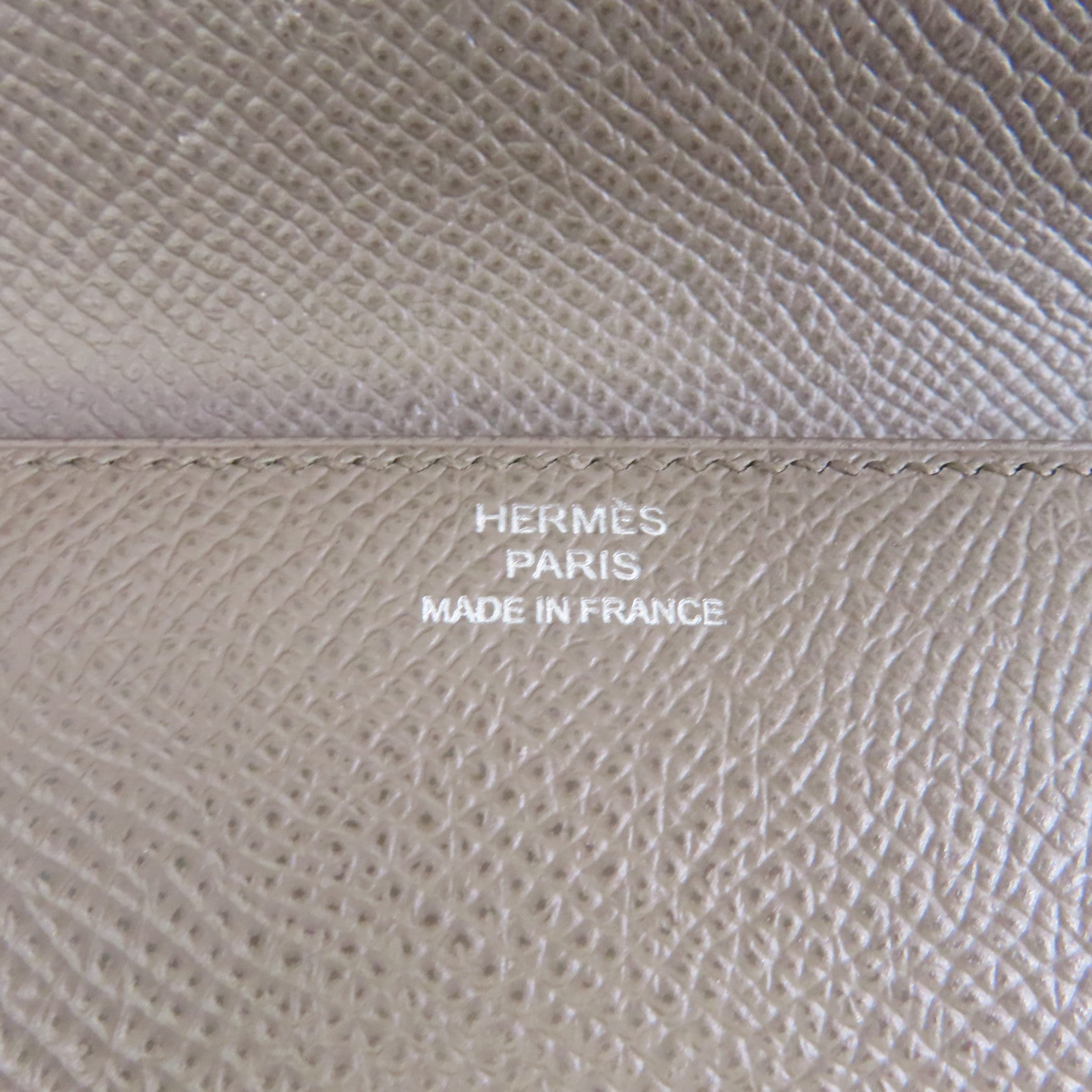 HERMES Epsom皮革Clic 12銀扣錢包Etain/灰色