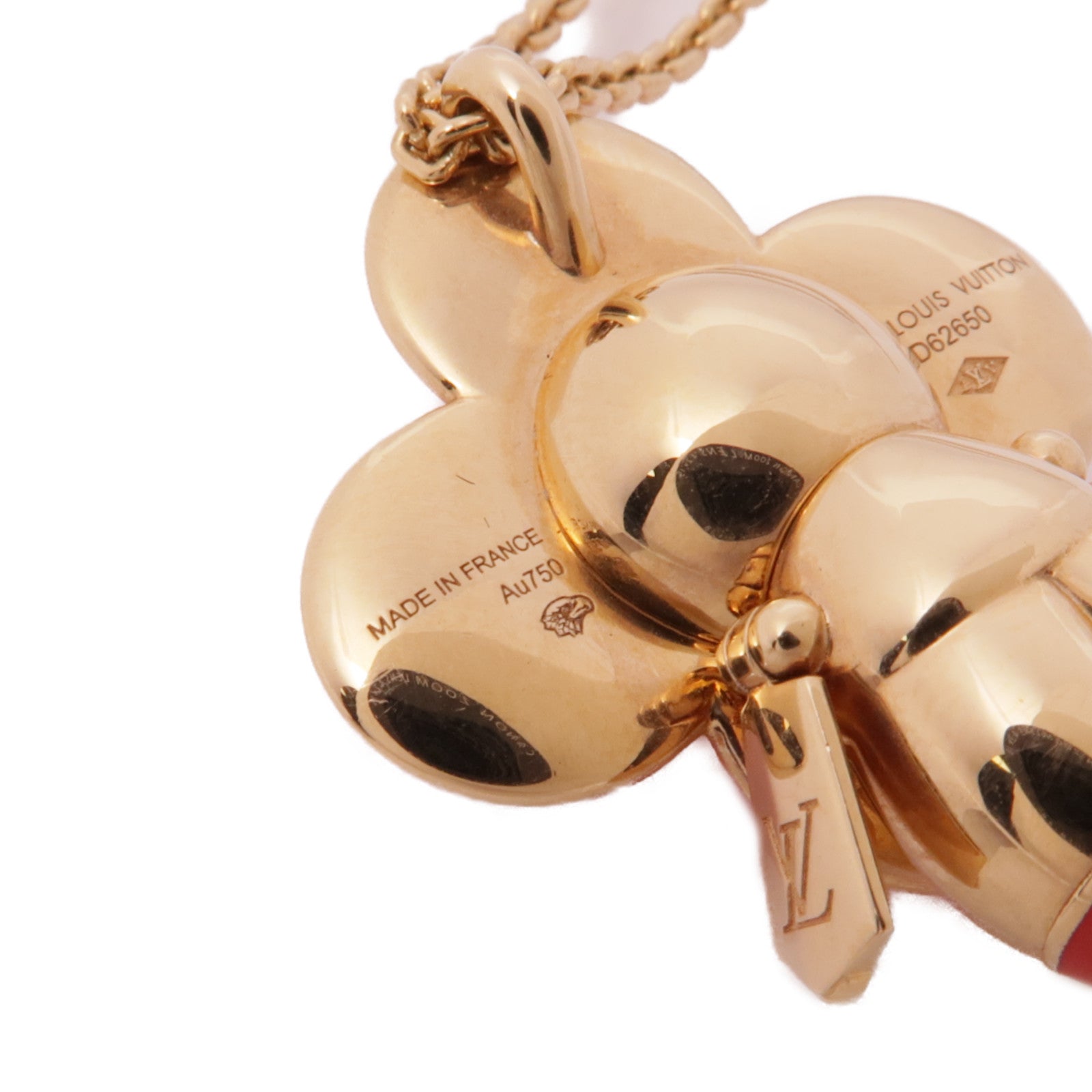 LOUIS VUITTON LV Vivienne Pendant Necklace Diamond 18K Pink Gold