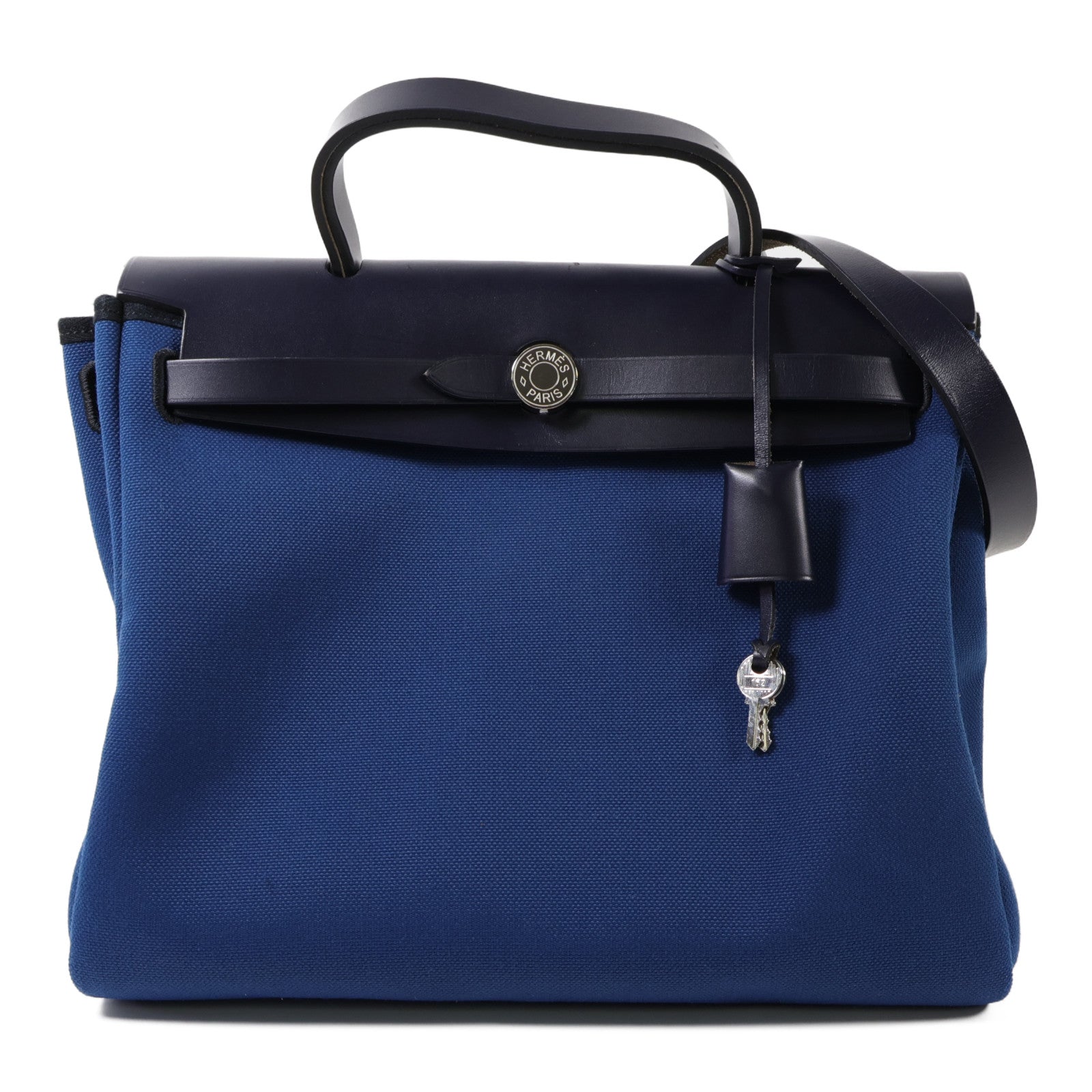 HERMES 帆布Herbag PM手挽肩背兩用袋Bleu Outremer