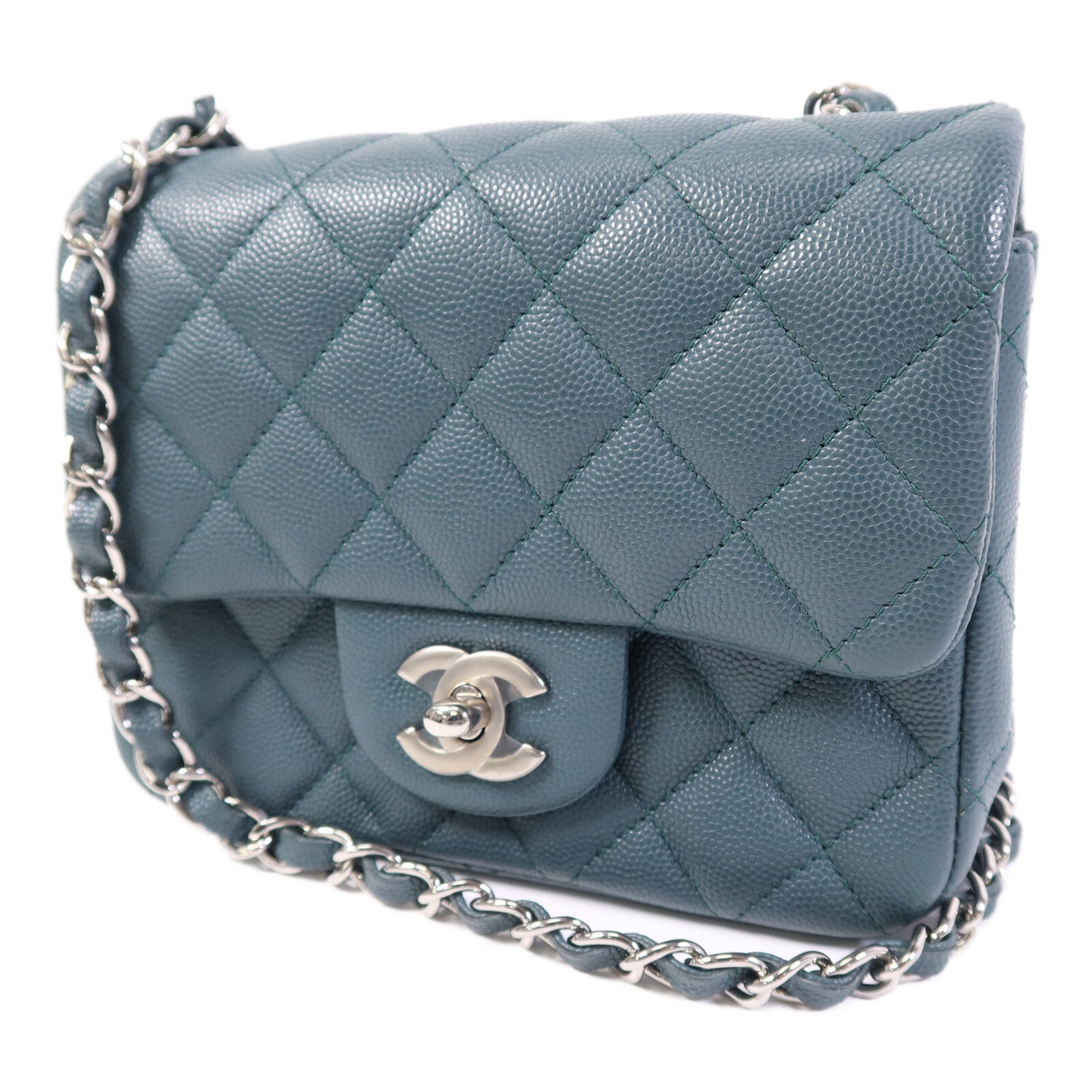 CHANEL 牛皮皮革Mini Classic 17銀扣鏈帶肩背袋