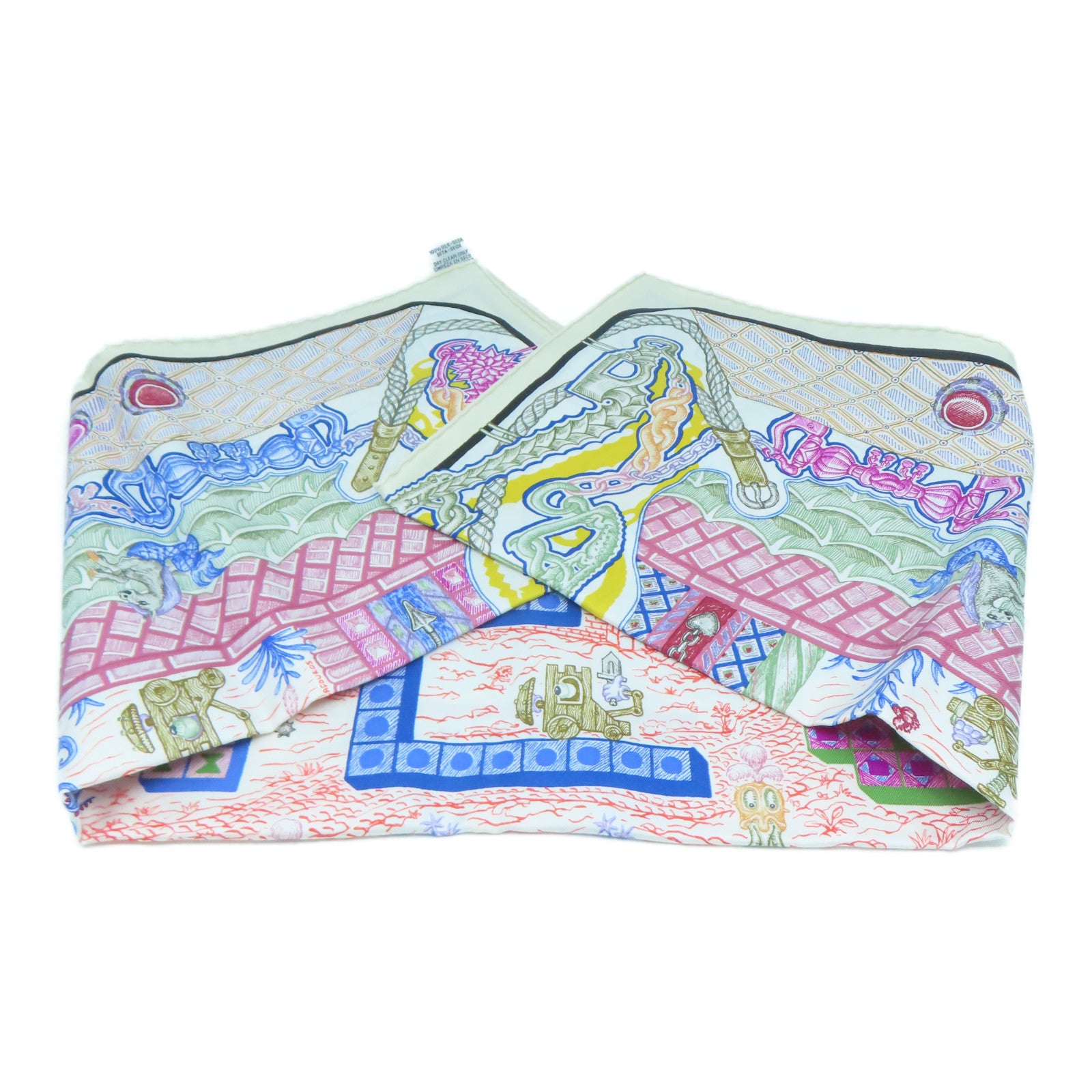 HERMES 【激減優惠】絲質Scarf 90x90cm絲巾米色/粉紅色
