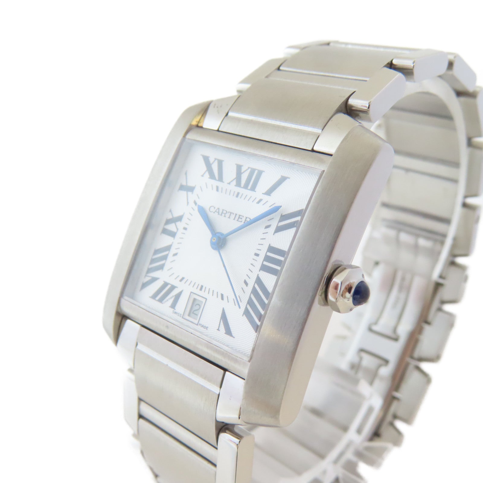 CARTIER Tank Francaise不鏽鋼手錶自動機芯白色#16.75cm