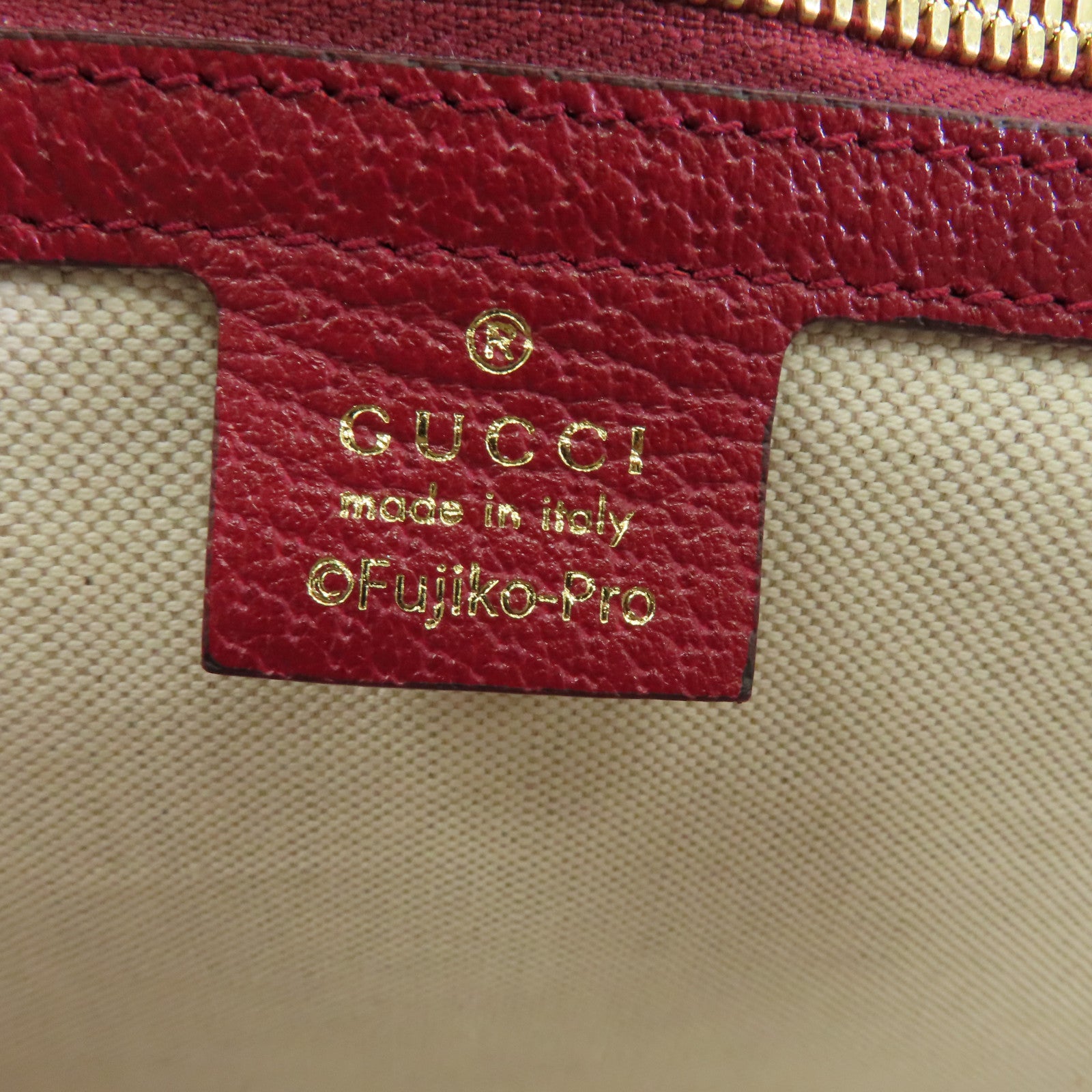 GUCCI 【激減優惠】塗層帆布Gucci X Doramon Tote Bag金扣手挽肩背兩用袋米色/紅色