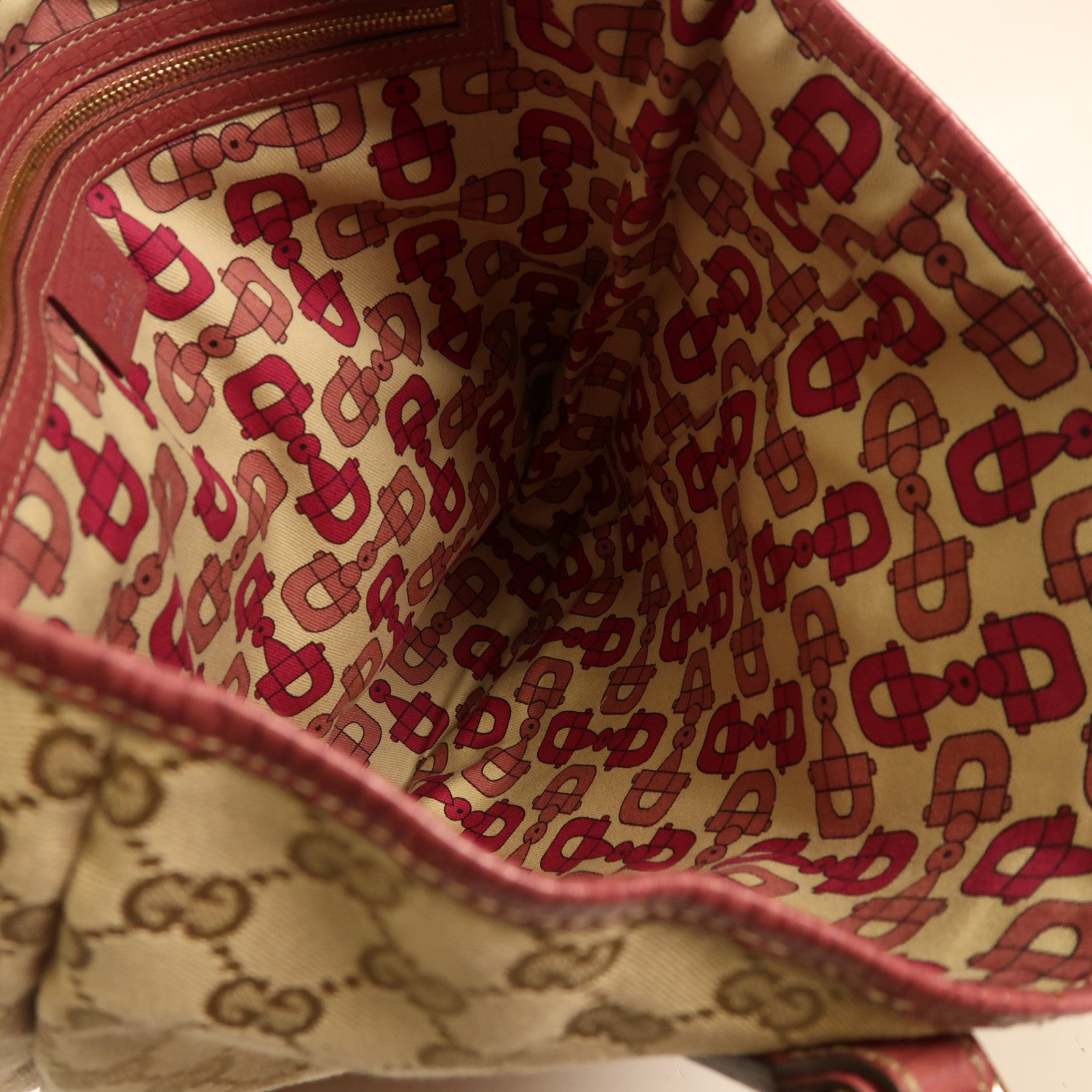 GUCCI 帆布Shoulder Tote金扣手挽袋啡色