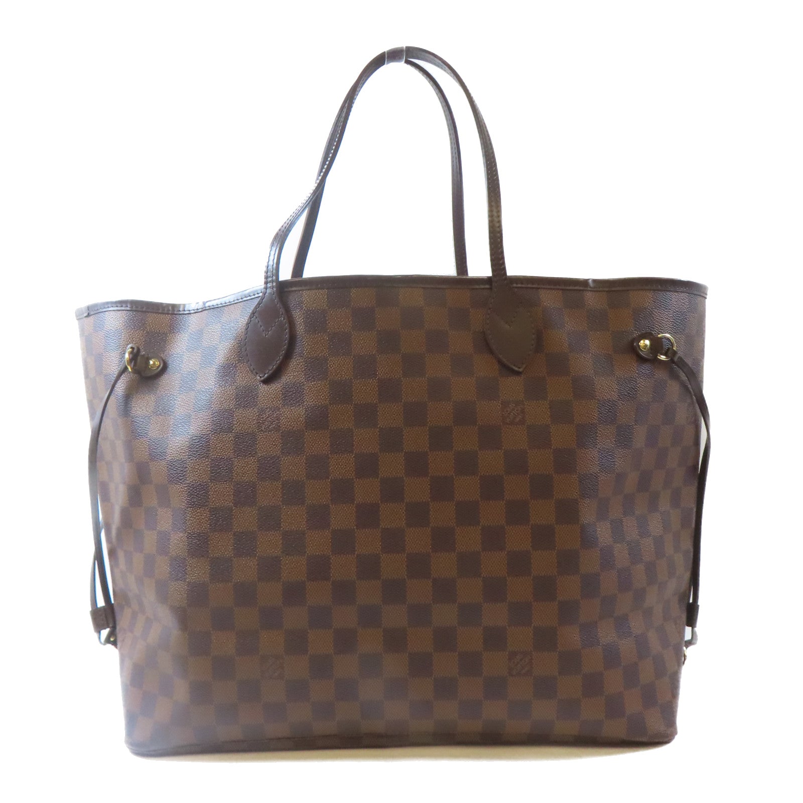 LOUIS VUITTON Damier Neverfull GM金扣手挽袋啡色