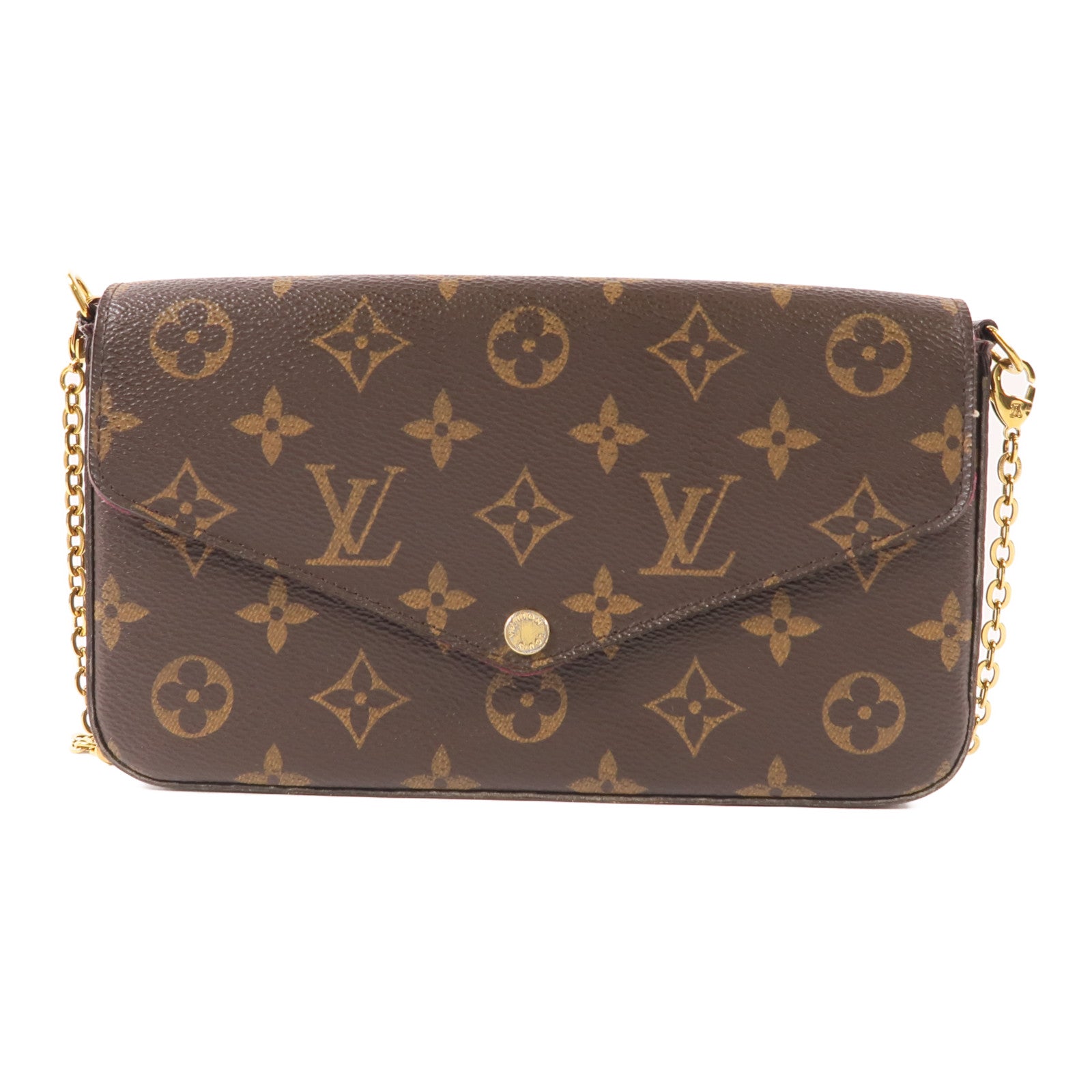 LOUIS VUITTON LV GHW Pochette Felicie Chain Shoulder Bag M61276 Monogram Brown