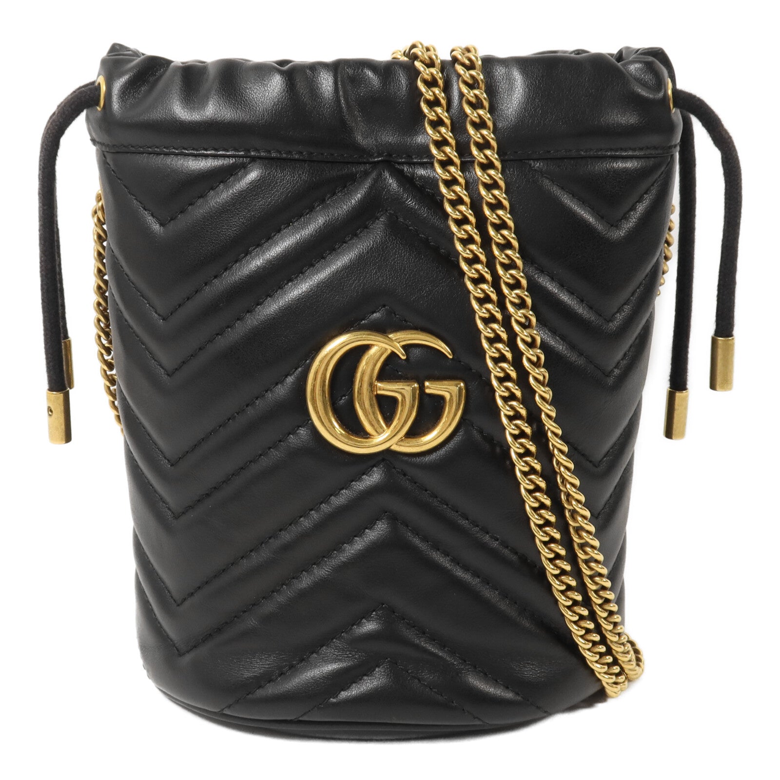 GUCCI 牛皮皮革GG Marmont Bucket鏈帶肩背袋