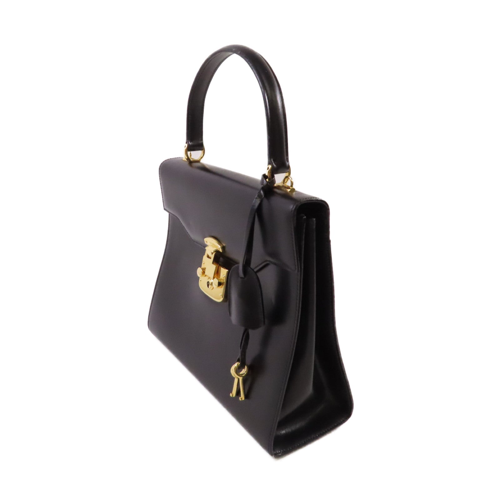 GUCCI 牛皮皮革Vintage Lady Lock Hand Bag金扣手挽袋黑色