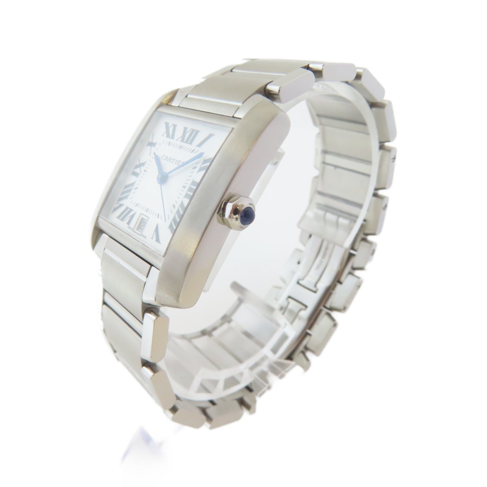 CARTIER Tank Francaise不鏽鋼手錶自動機芯白色#16.75cm