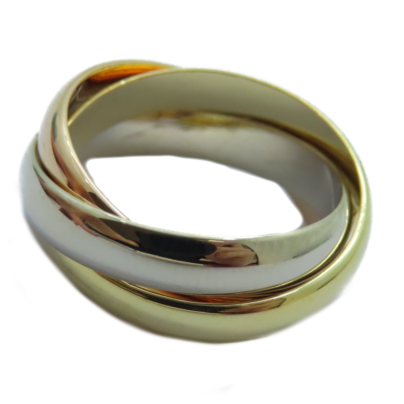 CARTIER 18K黃金/玫瑰金/白金Trinity戒指US#5.25/Cartier#50