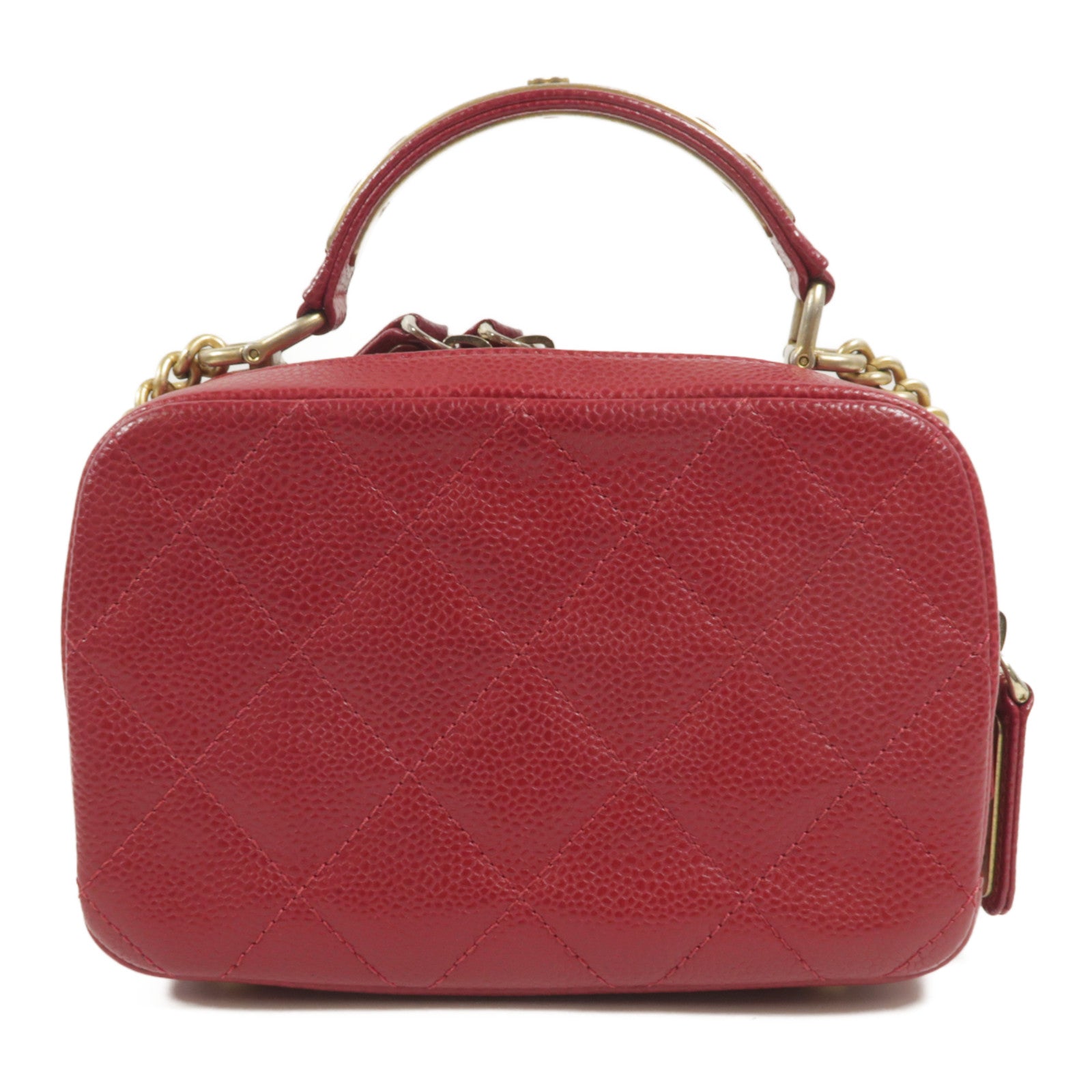 CHANEL 牛皮皮革Top Handle Camera Bag鏈帶肩背袋