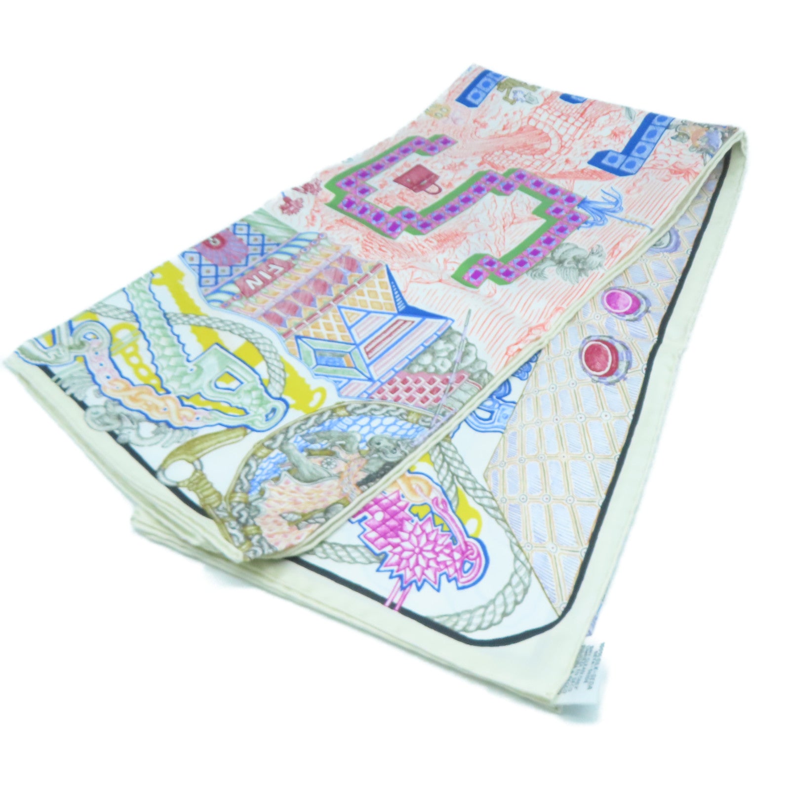 HERMES 【激減優惠】絲質Scarf 90x90cm絲巾米色/粉紅色