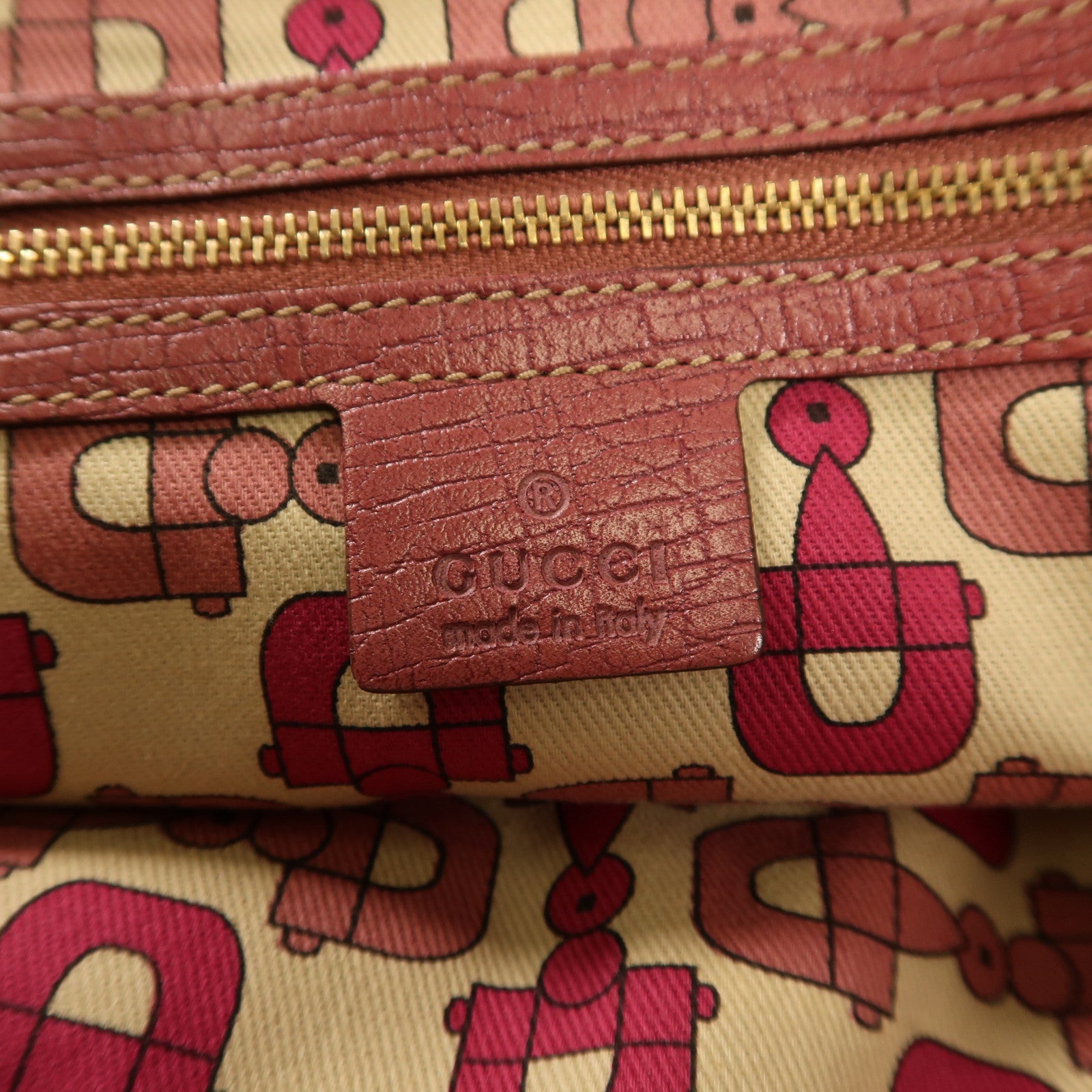 GUCCI 帆布Shoulder Tote金扣手挽袋啡色
