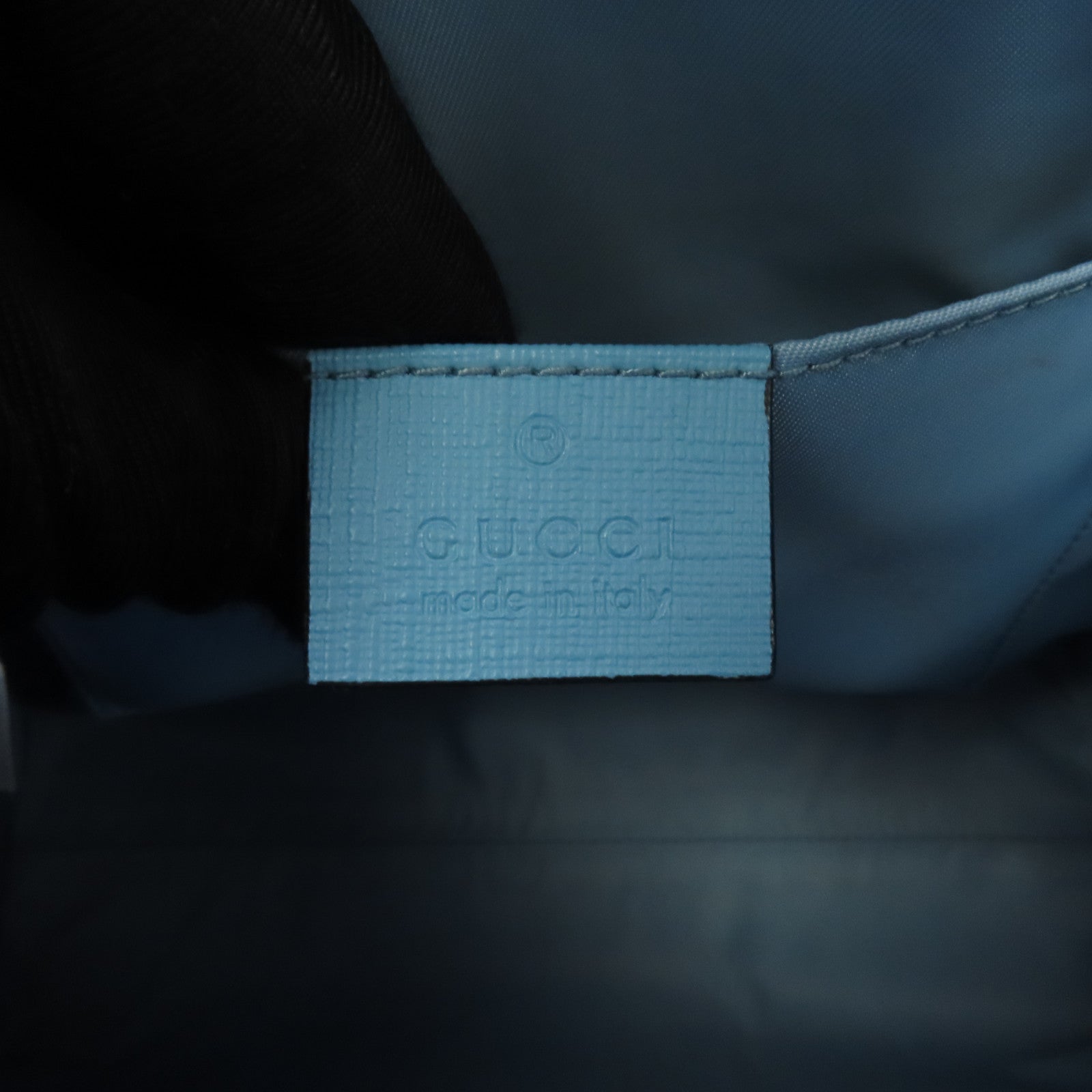 GUCCI 塗層帆布2way Shoulder Bag銀扣手挽肩背兩用袋淺藍色/棕色