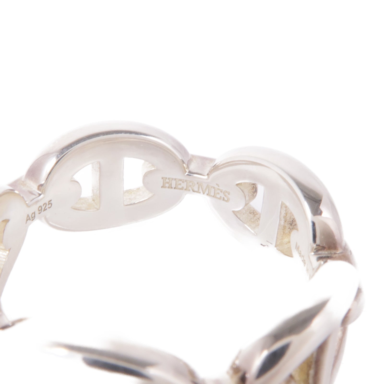 HERMES 925純銀Chaine d'ancre Enchainee Ring戒指Hermes#52/US#6