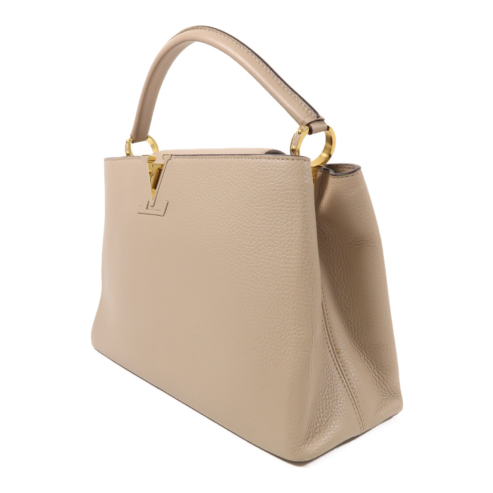 LOUIS VUITTON 牛皮皮革Capucines MM金扣手挽袋