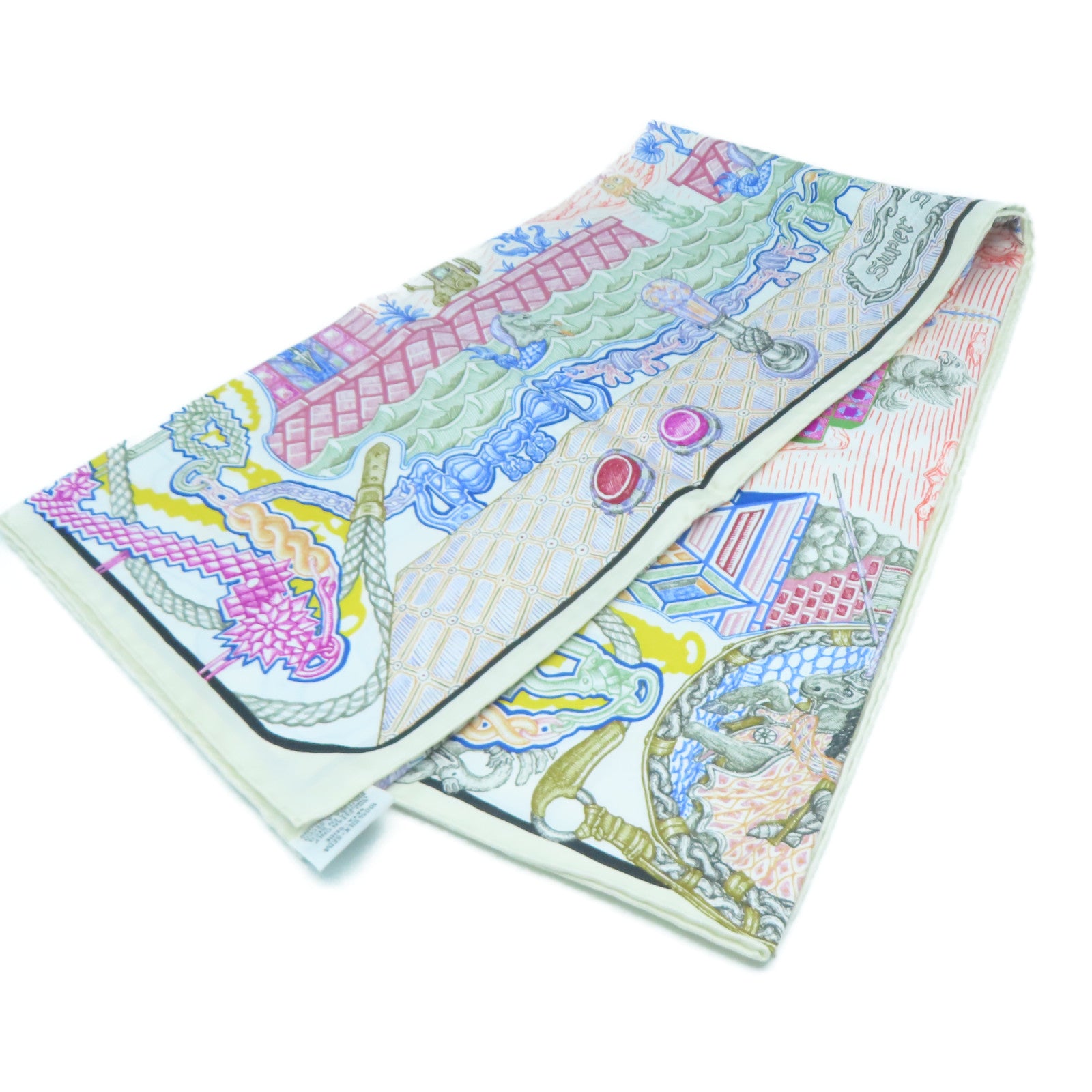 HERMES 【激減優惠】絲質Scarf 90x90cm絲巾米色/粉紅色