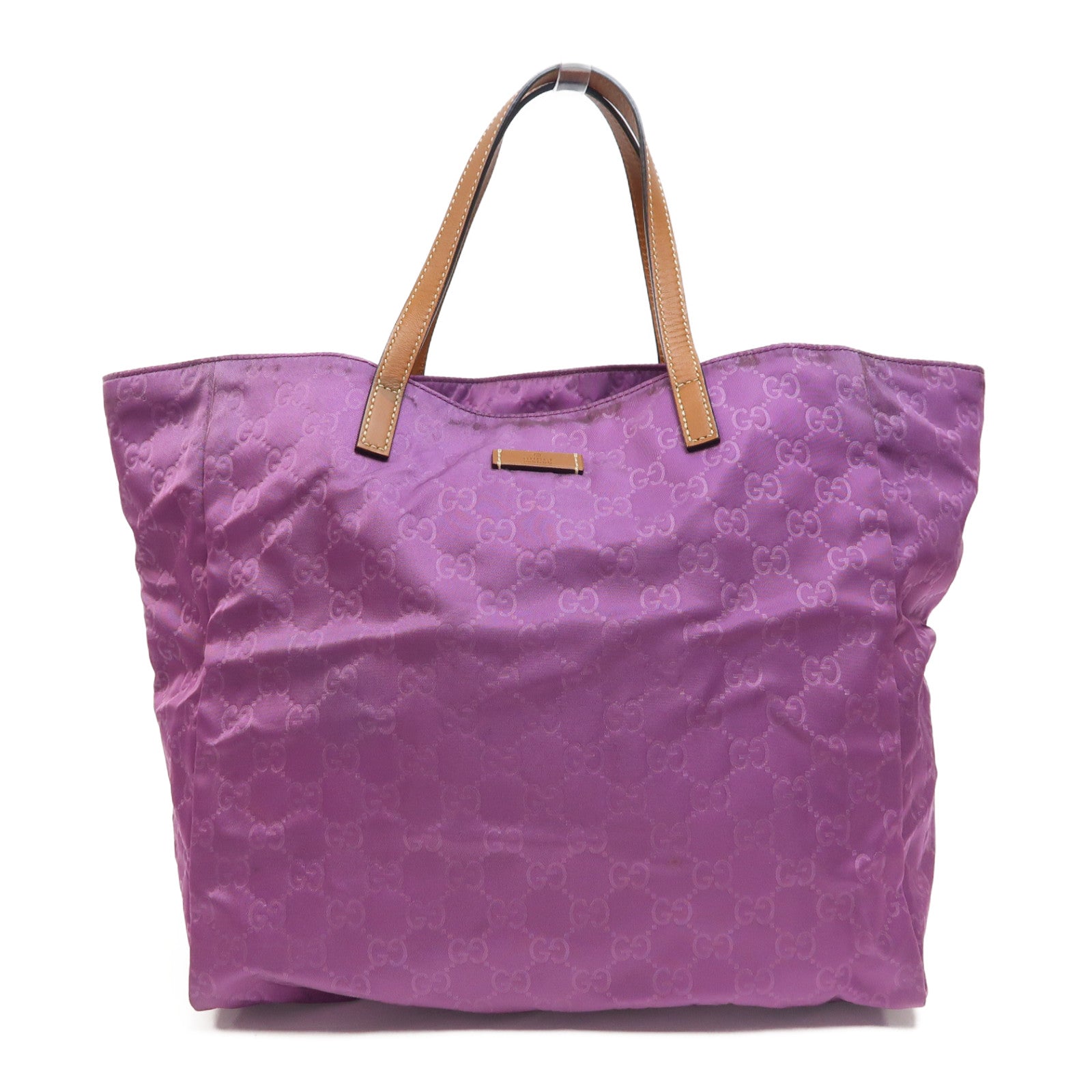 GUCCI 尼龍Tote Bag銀扣手挽袋紫色