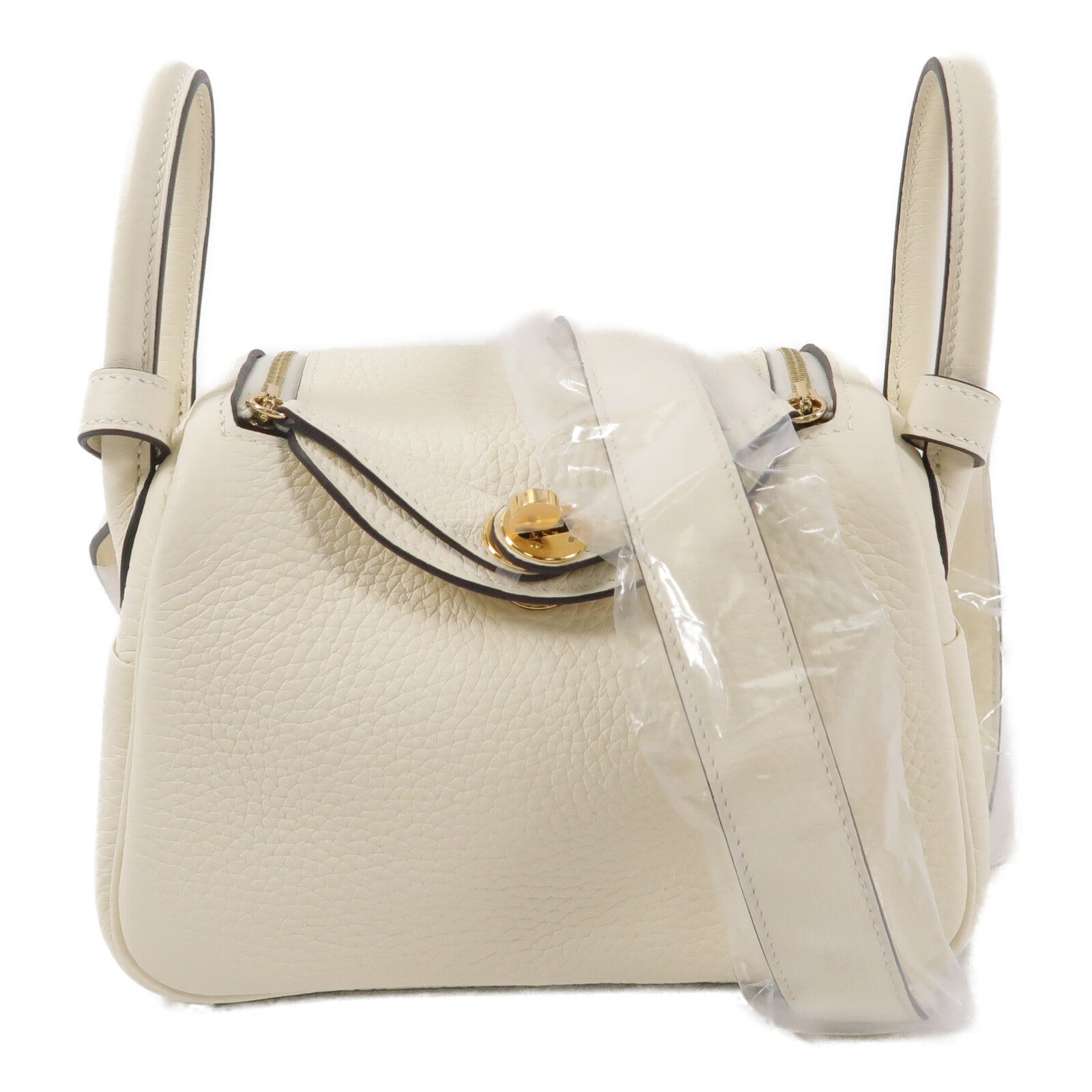 HERMES Clemence皮革Mini Lindy手挽肩背兩用袋Gream