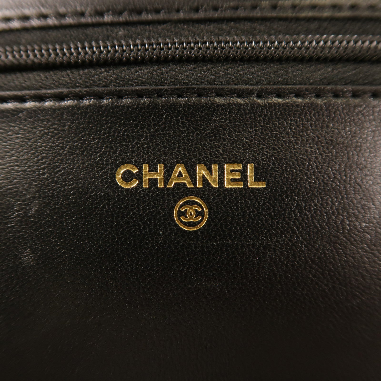 CHANEL 羊皮皮革Wallet On Chain金扣鏈帶肩背袋黑色