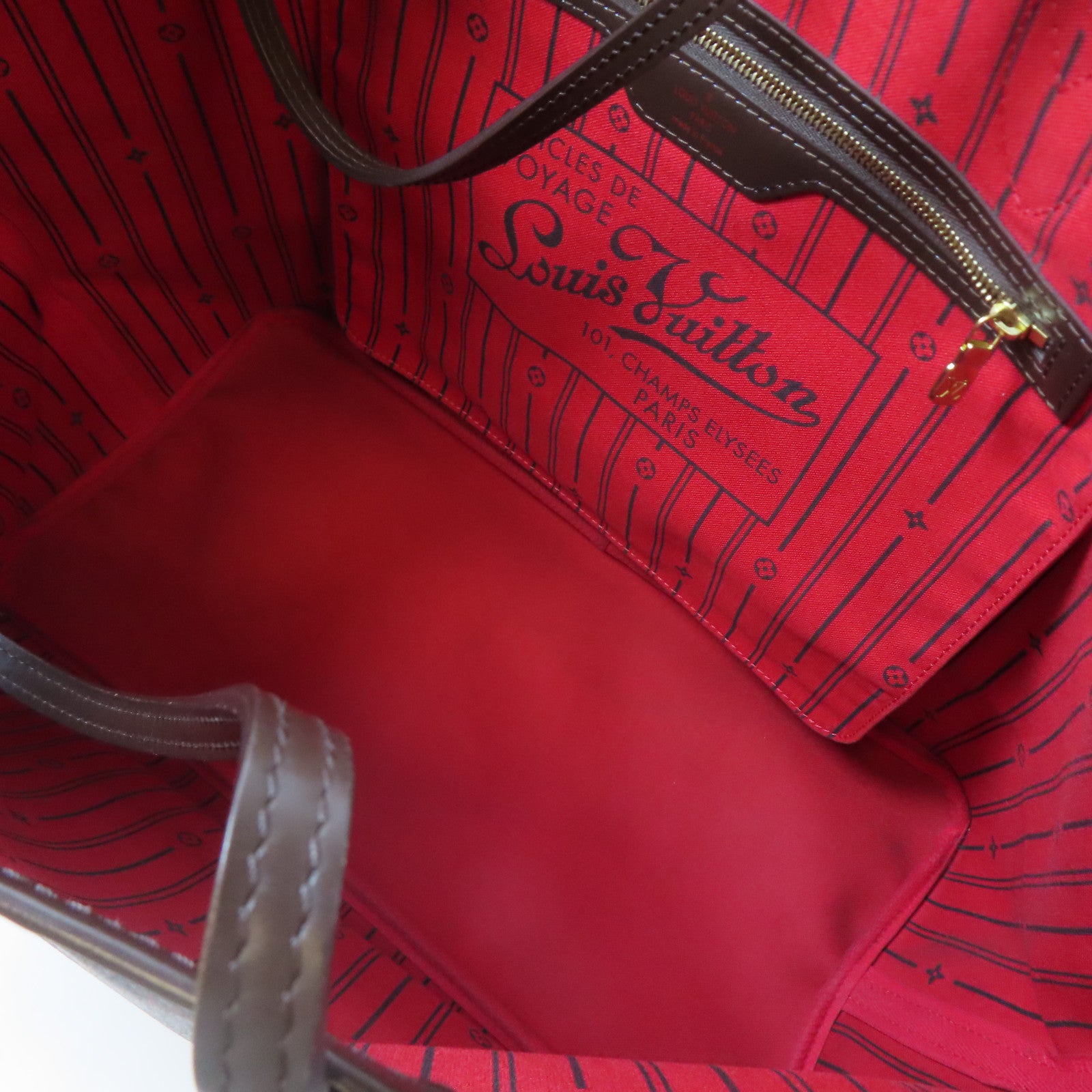 LOUIS VUITTON Damier Neverfull GM金扣手挽袋啡色