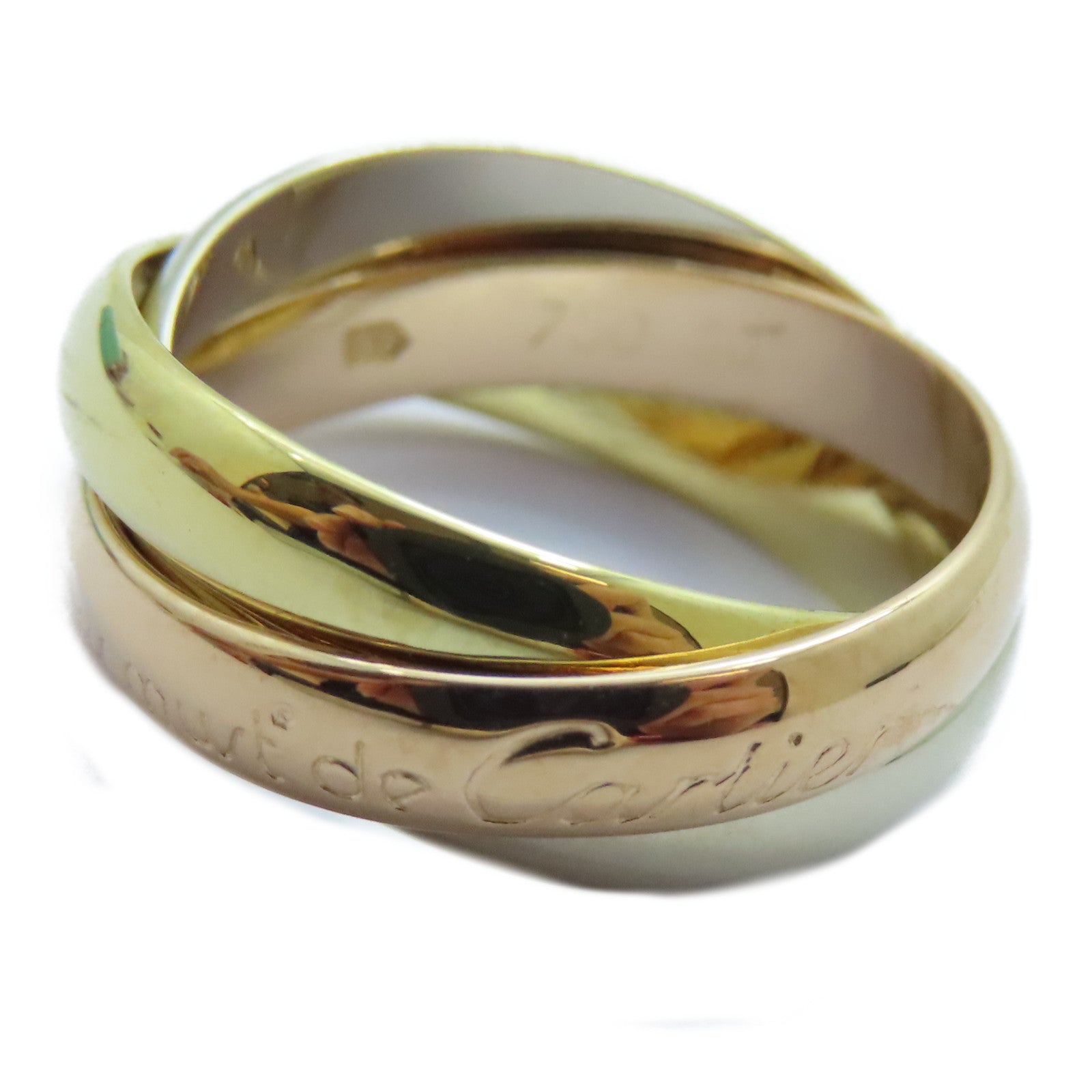CARTIER 18K黃金/玫瑰金/白金Trinity戒指US#5.25/Cartier#50