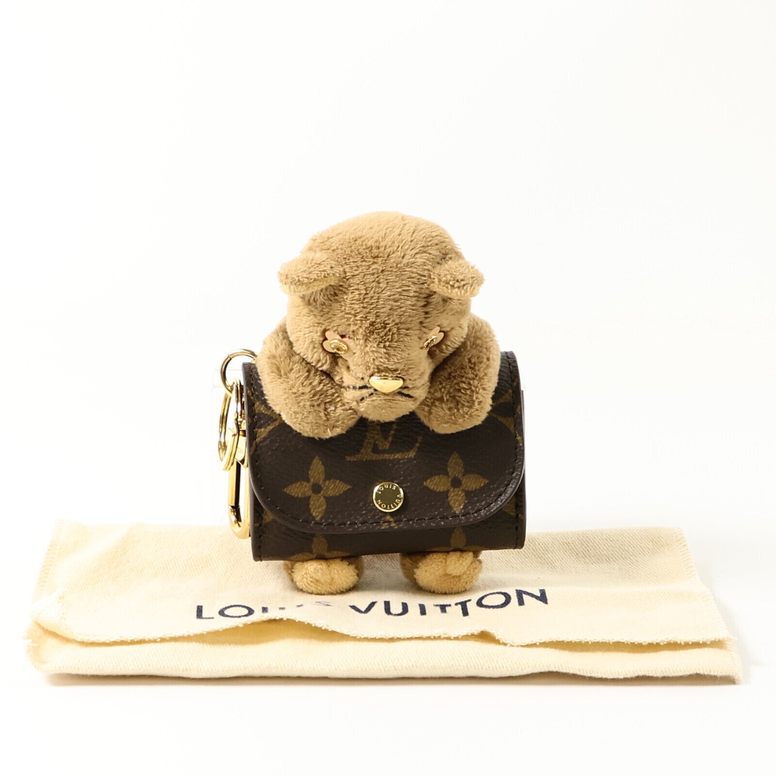 LOUIS VUITTON Monogram/Plush LV Cute Cat Pouch Earphone Case耳機套
