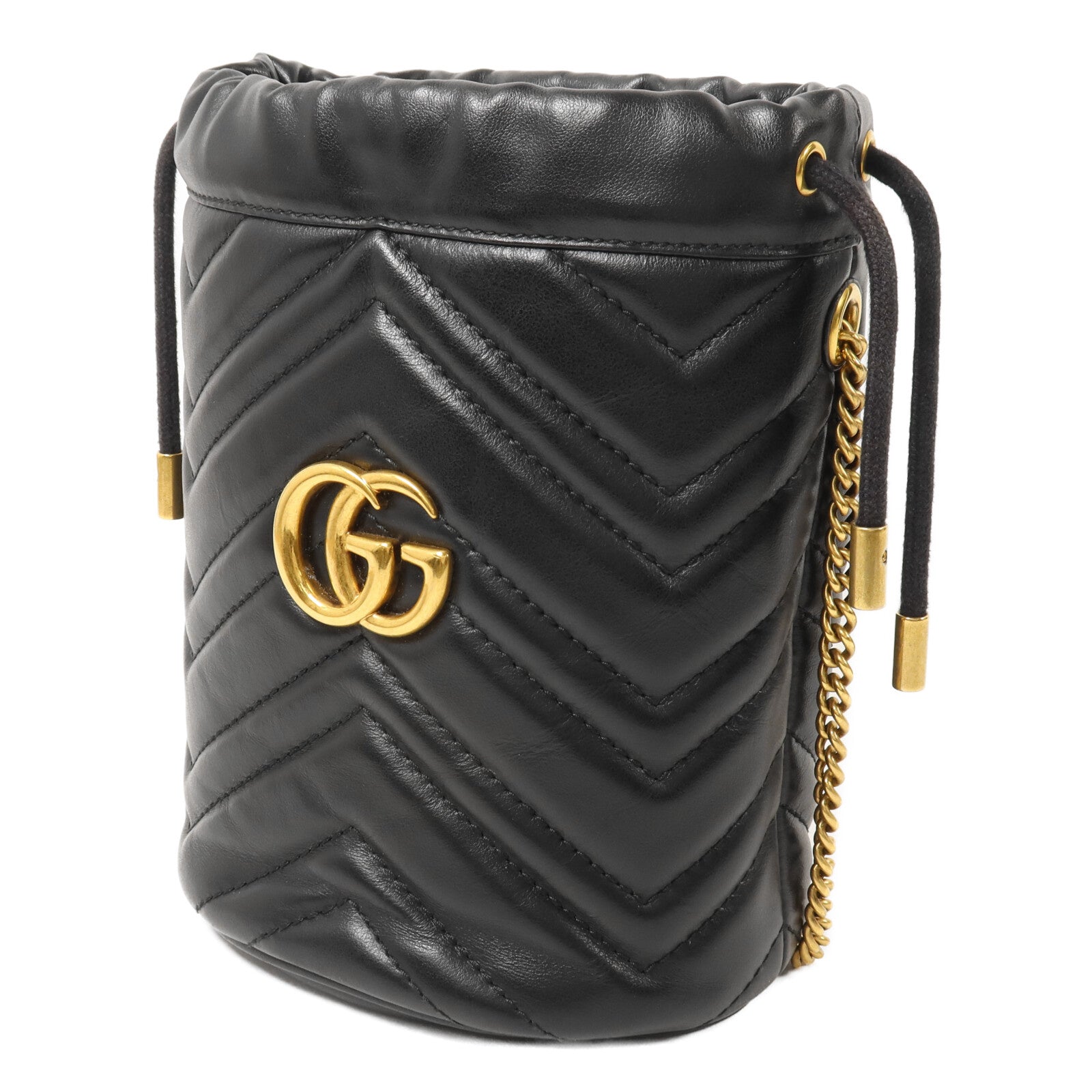 GUCCI 牛皮皮革GG Marmont Bucket鏈帶肩背袋