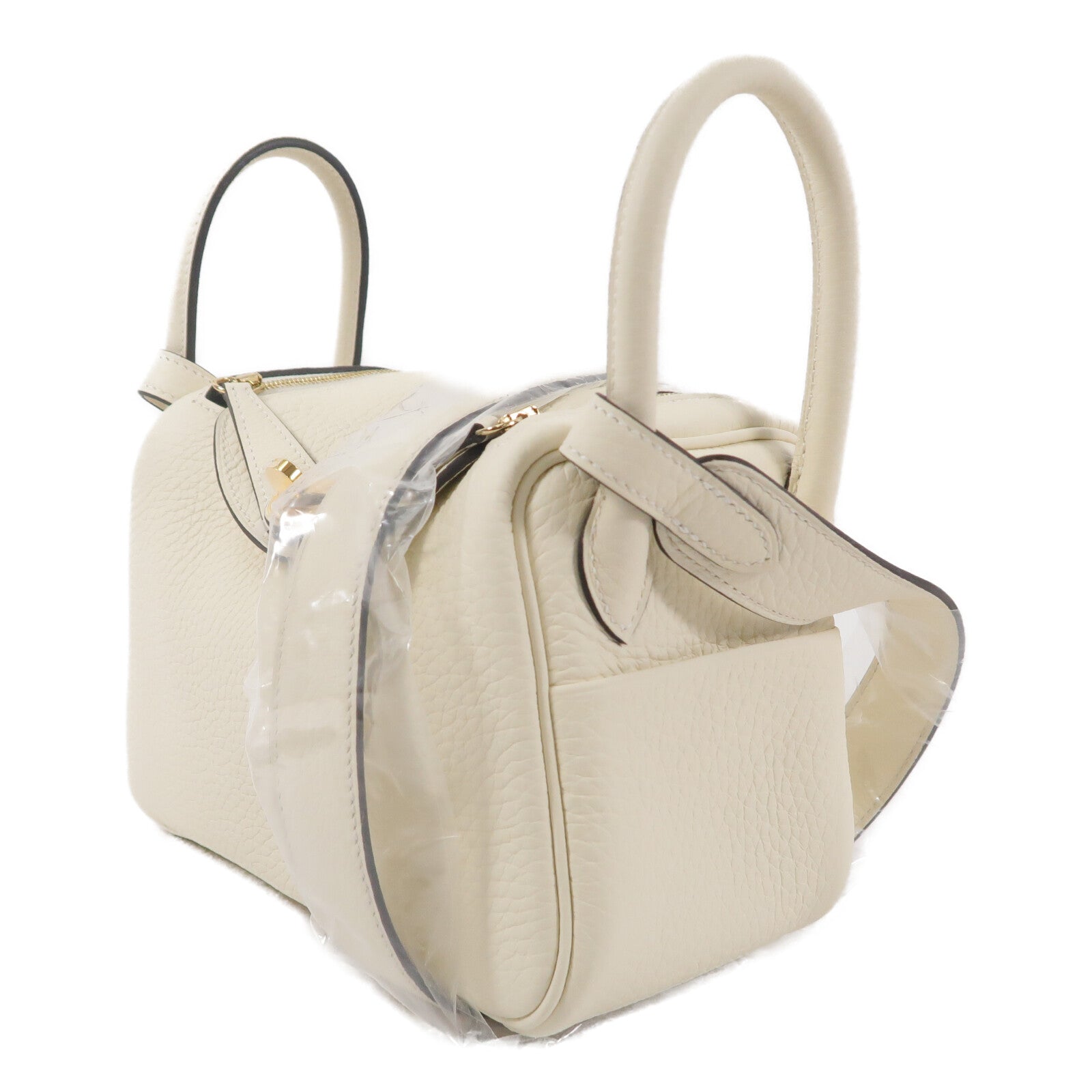 HERMES Clemence皮革Mini Lindy手挽肩背兩用袋Gream