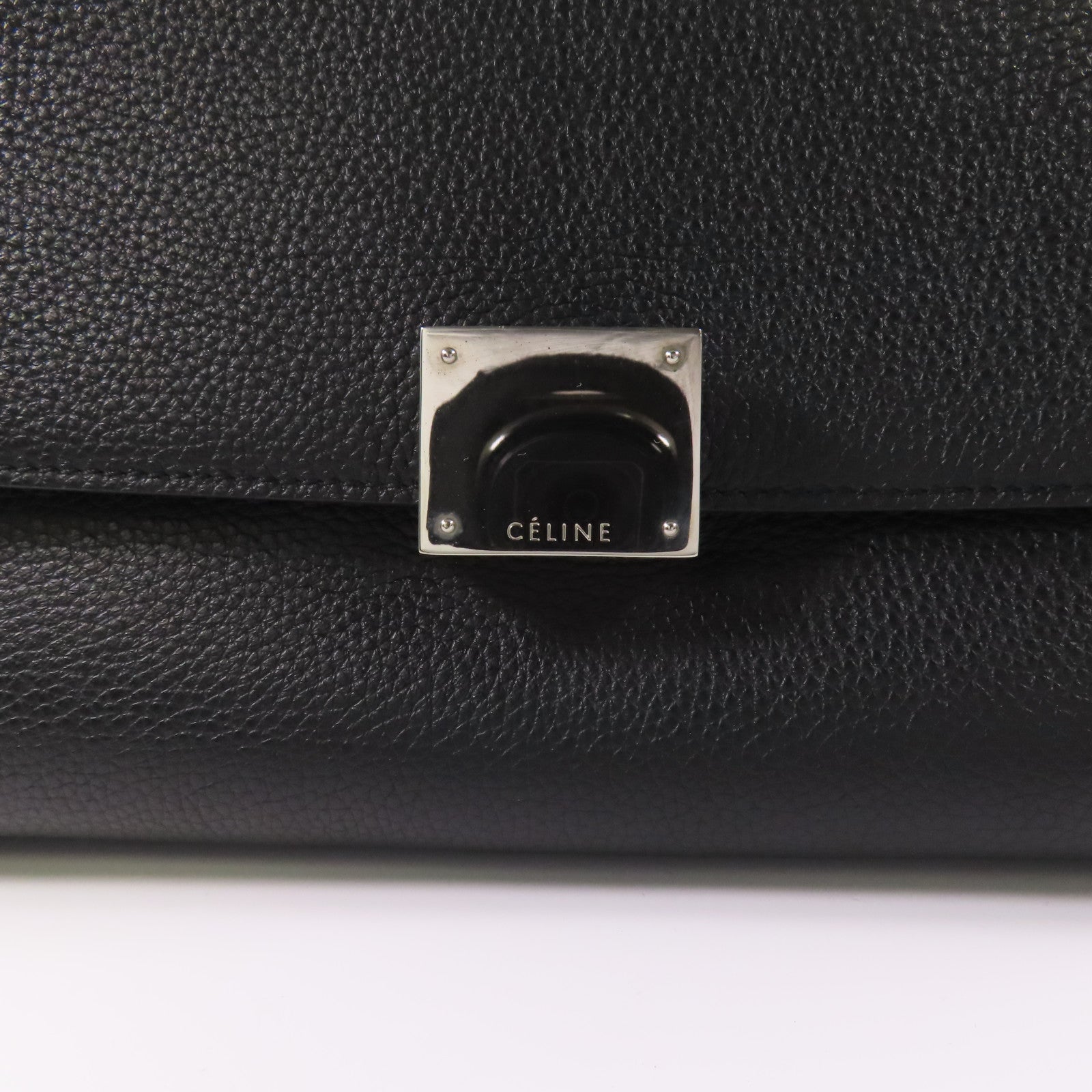 CELINE 牛皮皮革Trapeze銀扣手挽肩背兩用袋