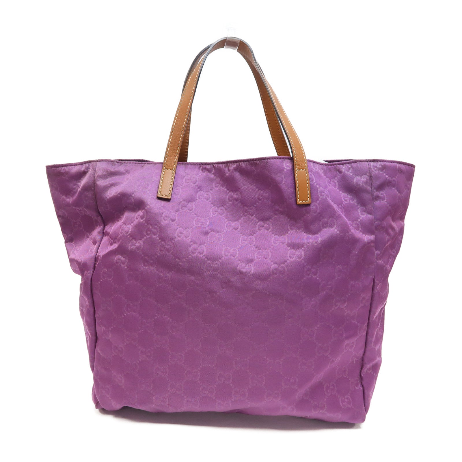GUCCI 尼龍Tote Bag銀扣手挽袋紫色