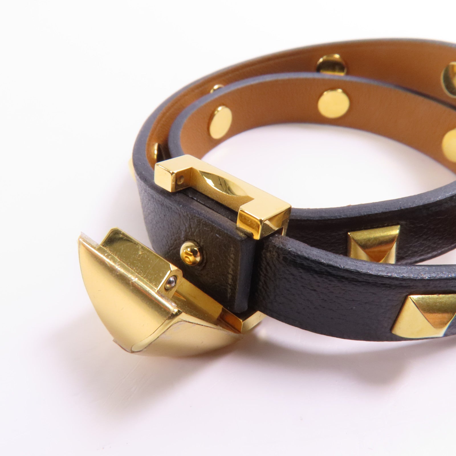 HERMES 金屬/Swift皮革Medor Infini Cloute Double Tour Bracelet金扣手鐲Black