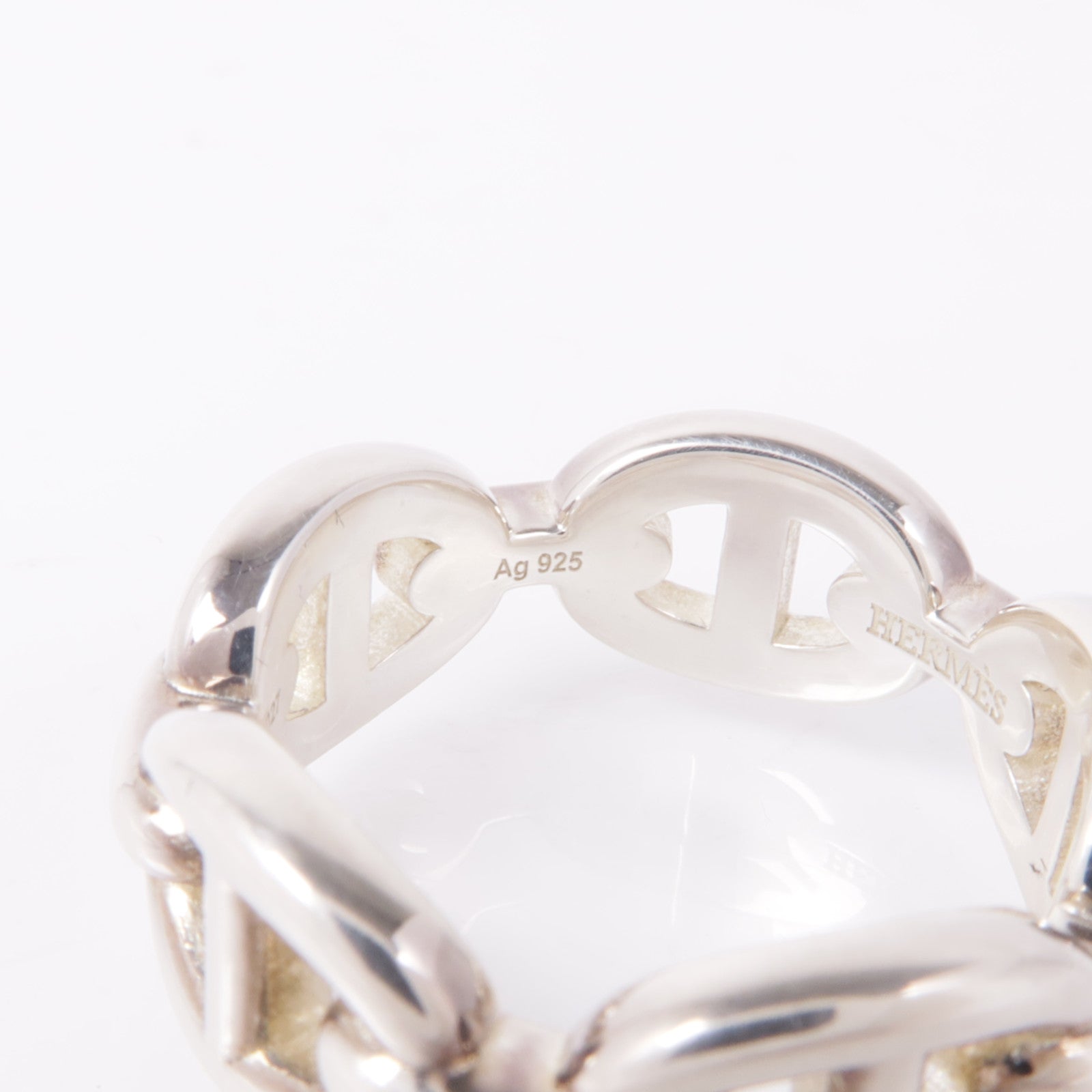 HERMES 925純銀Chaine d'ancre Enchainee Ring戒指Hermes#52/US#6